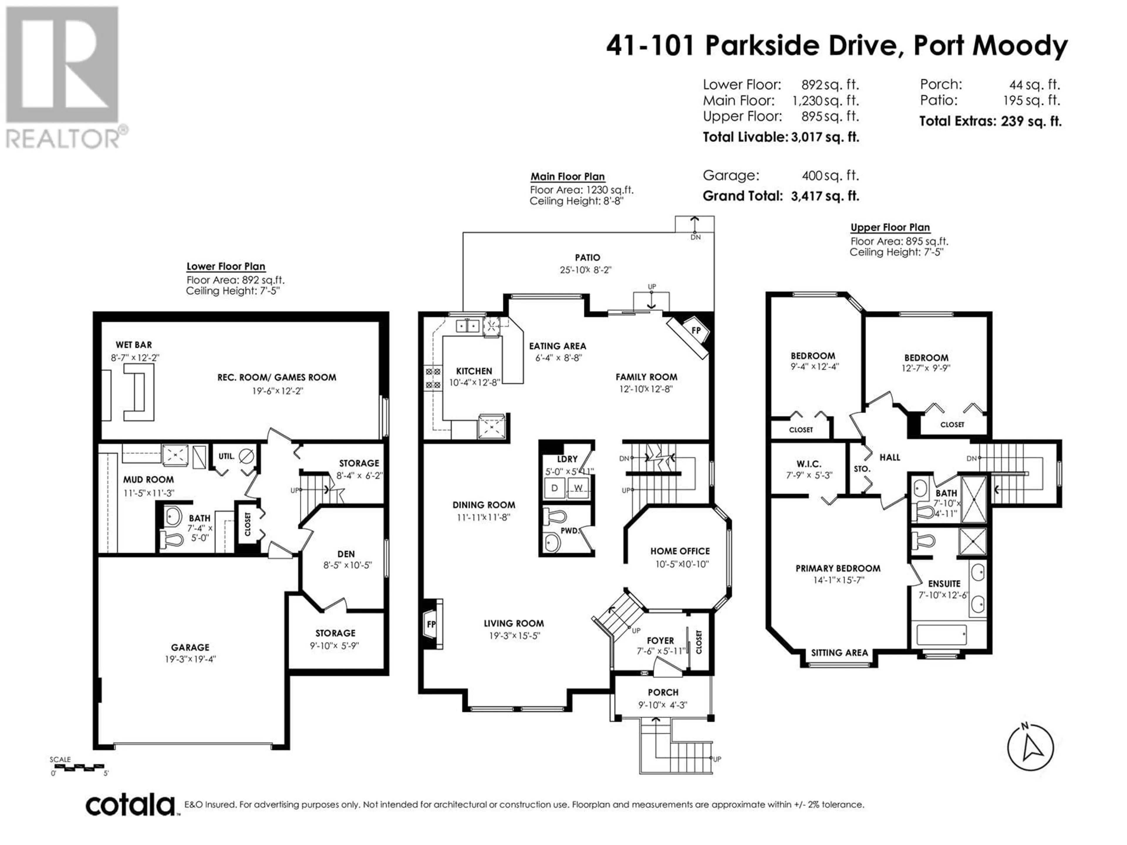 Floor plan for 41 101 PARKSIDE DRIVE, Port Moody British Columbia V3H4W6