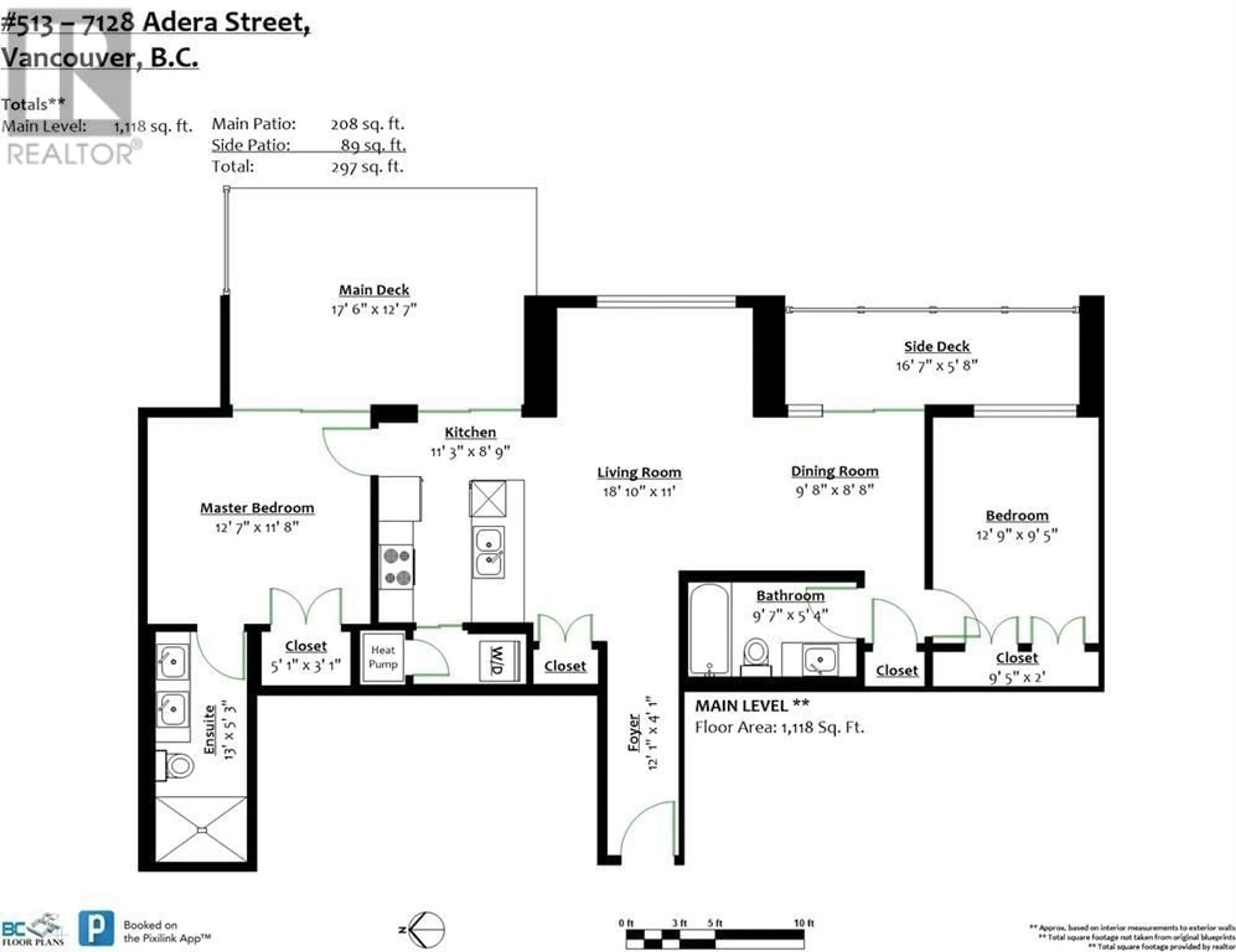 Floor plan for 513 - 7128 ADERA STREET, Vancouver British Columbia V6P5C4