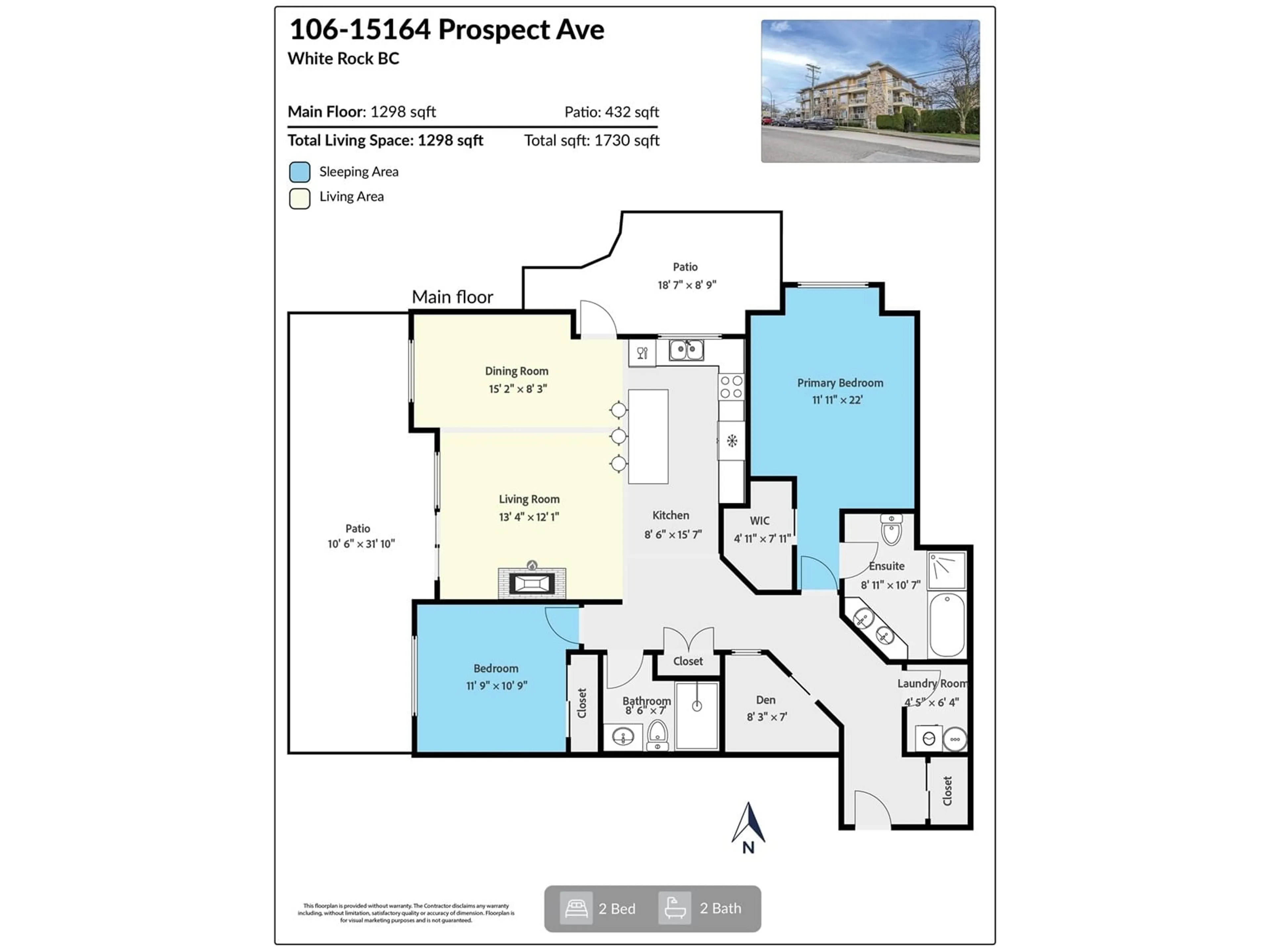 Floor plan for 106 15164 PROSPECT AVENUE, White Rock British Columbia V4B2B9