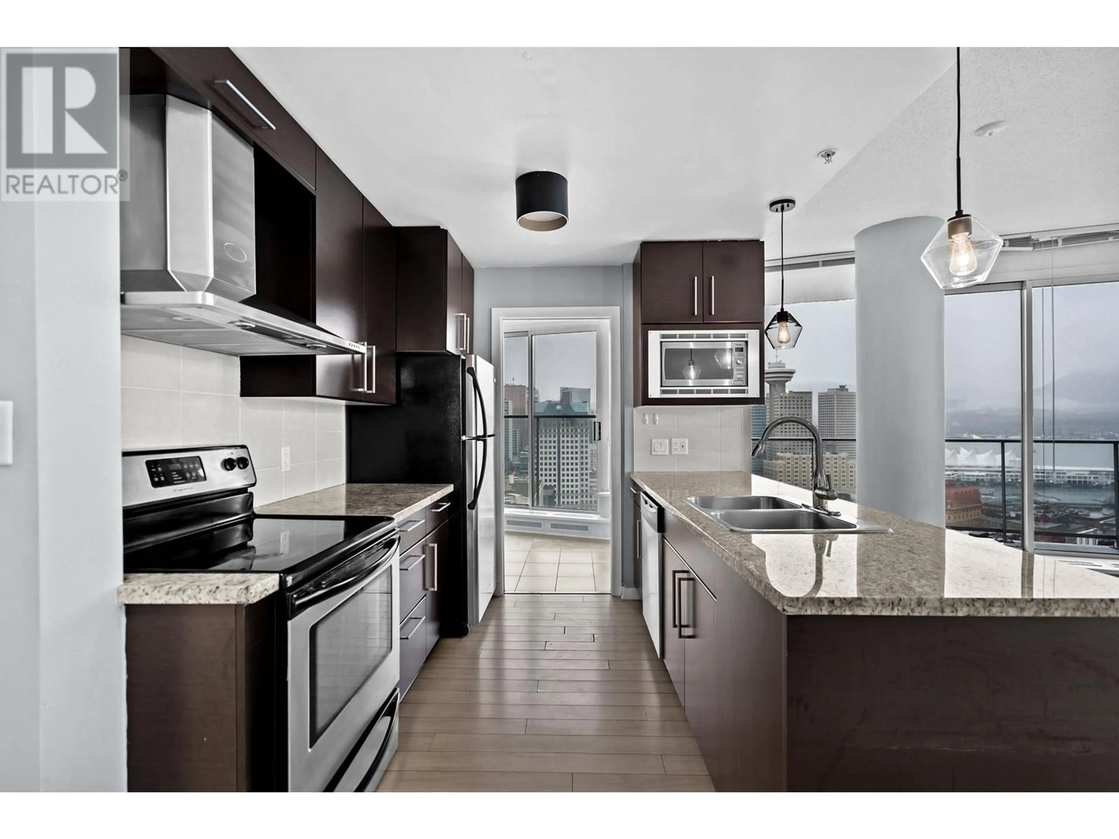 Open concept kitchen, ceramic/tile floor for 3803 188 KEEFER PLACE, Vancouver British Columbia V6B0J1