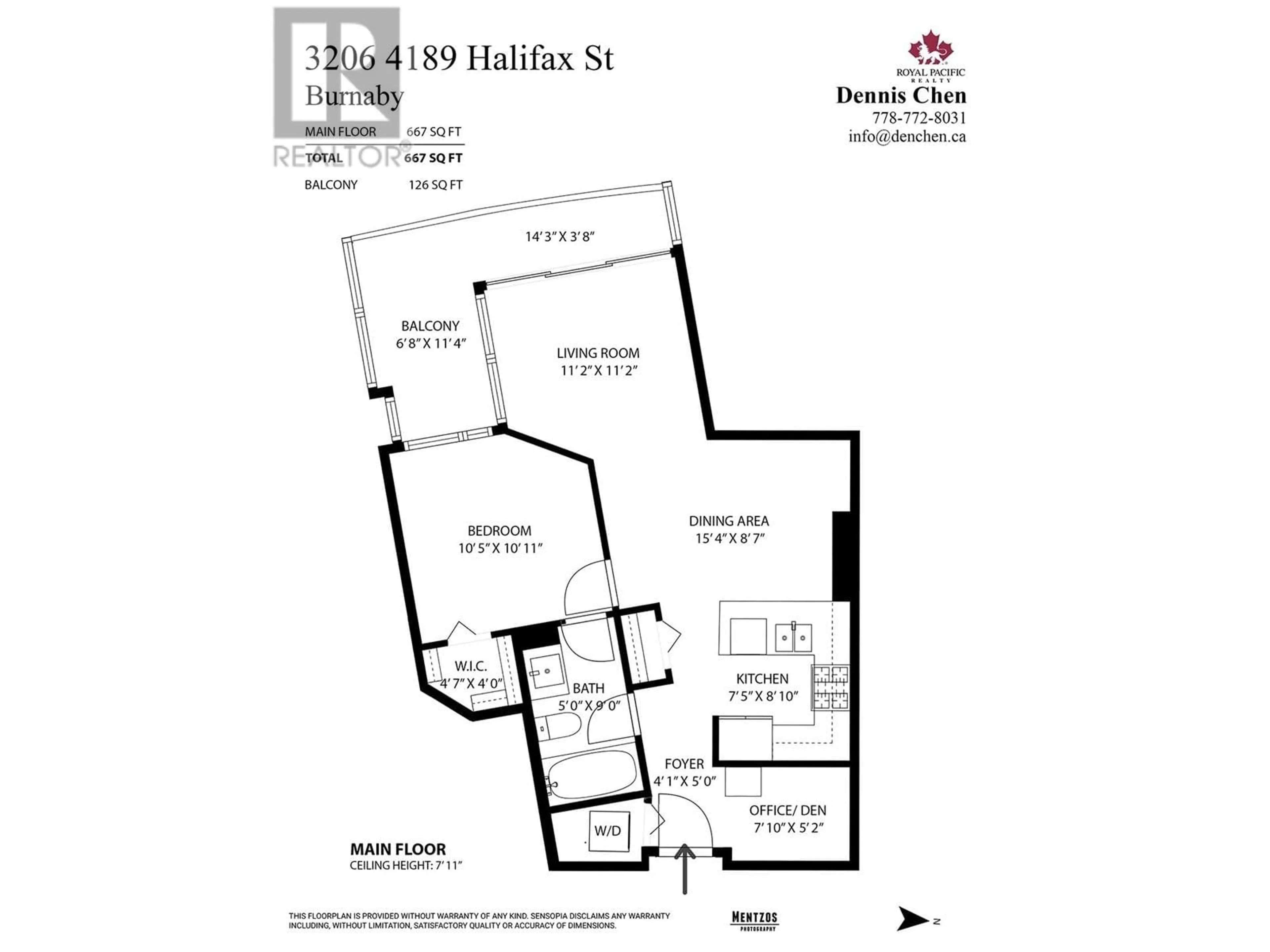 Floor plan for 3206 4189 HALIFAX STREET, Burnaby British Columbia V5C0H9