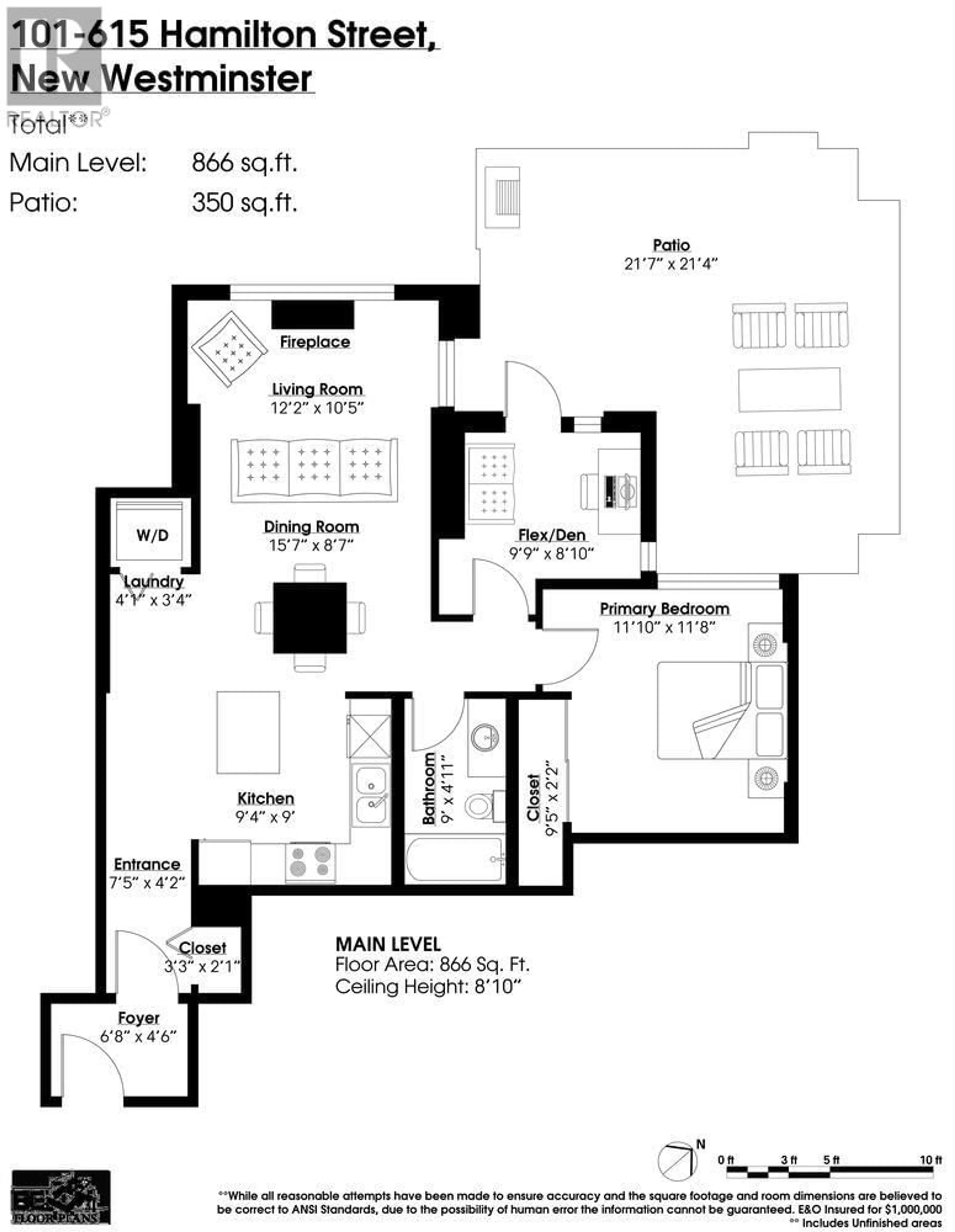 Floor plan for 101 615 HAMILTON STREET, New Westminster British Columbia V3M7A7