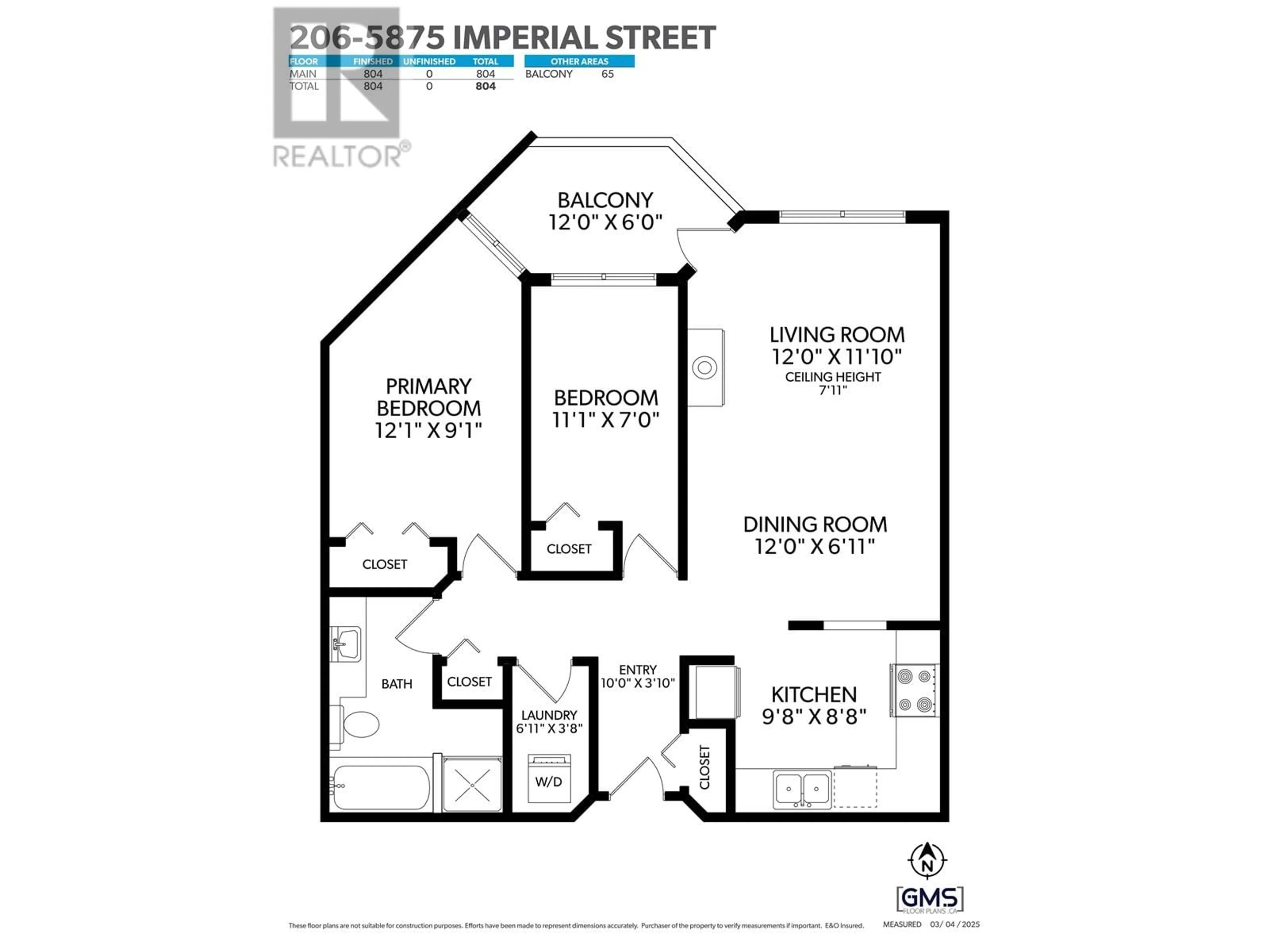 Floor plan for 206 - 5875 IMPERIAL STREET, Burnaby British Columbia V5J1G4