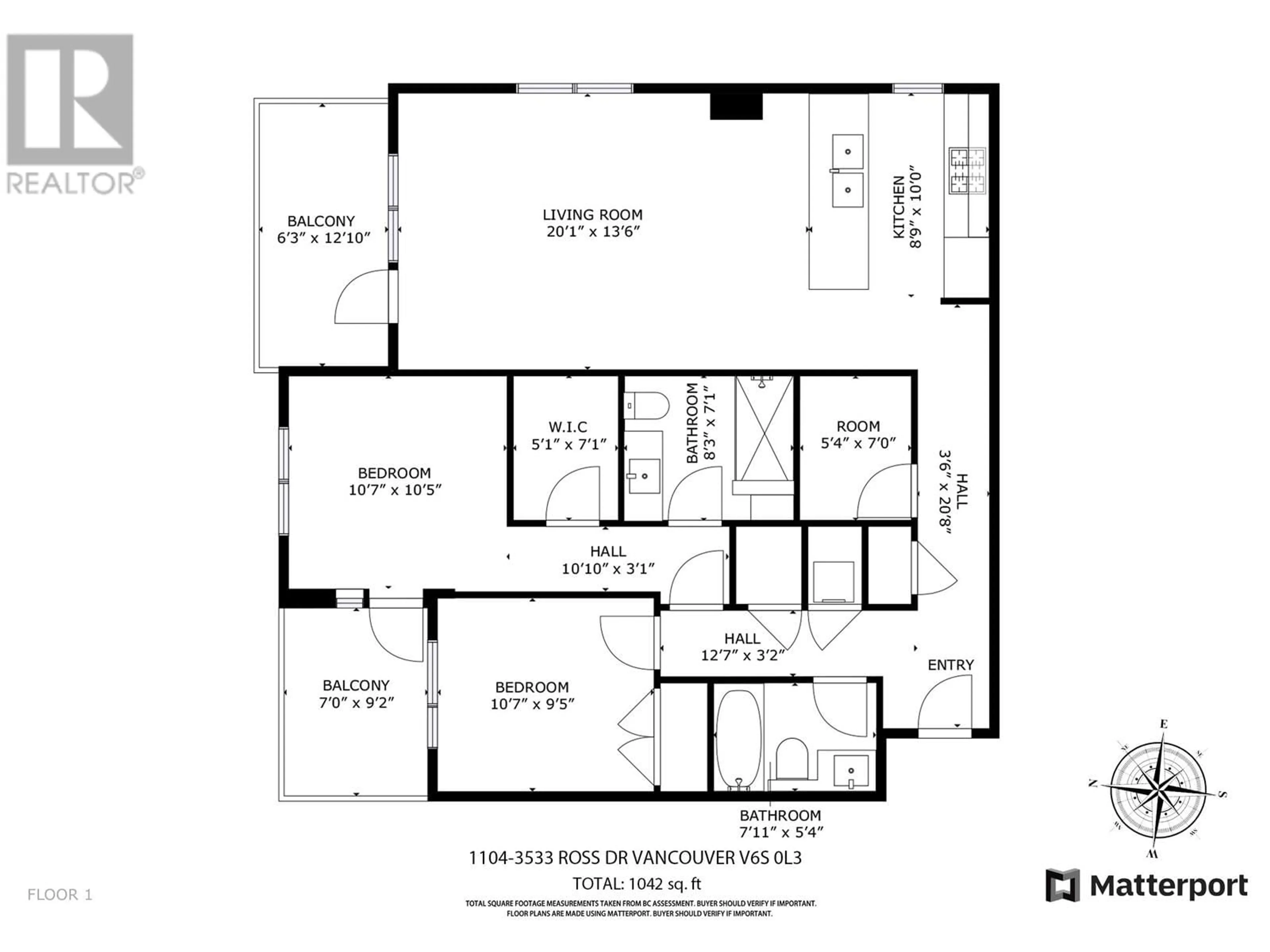 Floor plan for 1104 3533 ROSS DRIVE, Vancouver British Columbia V6S0L3