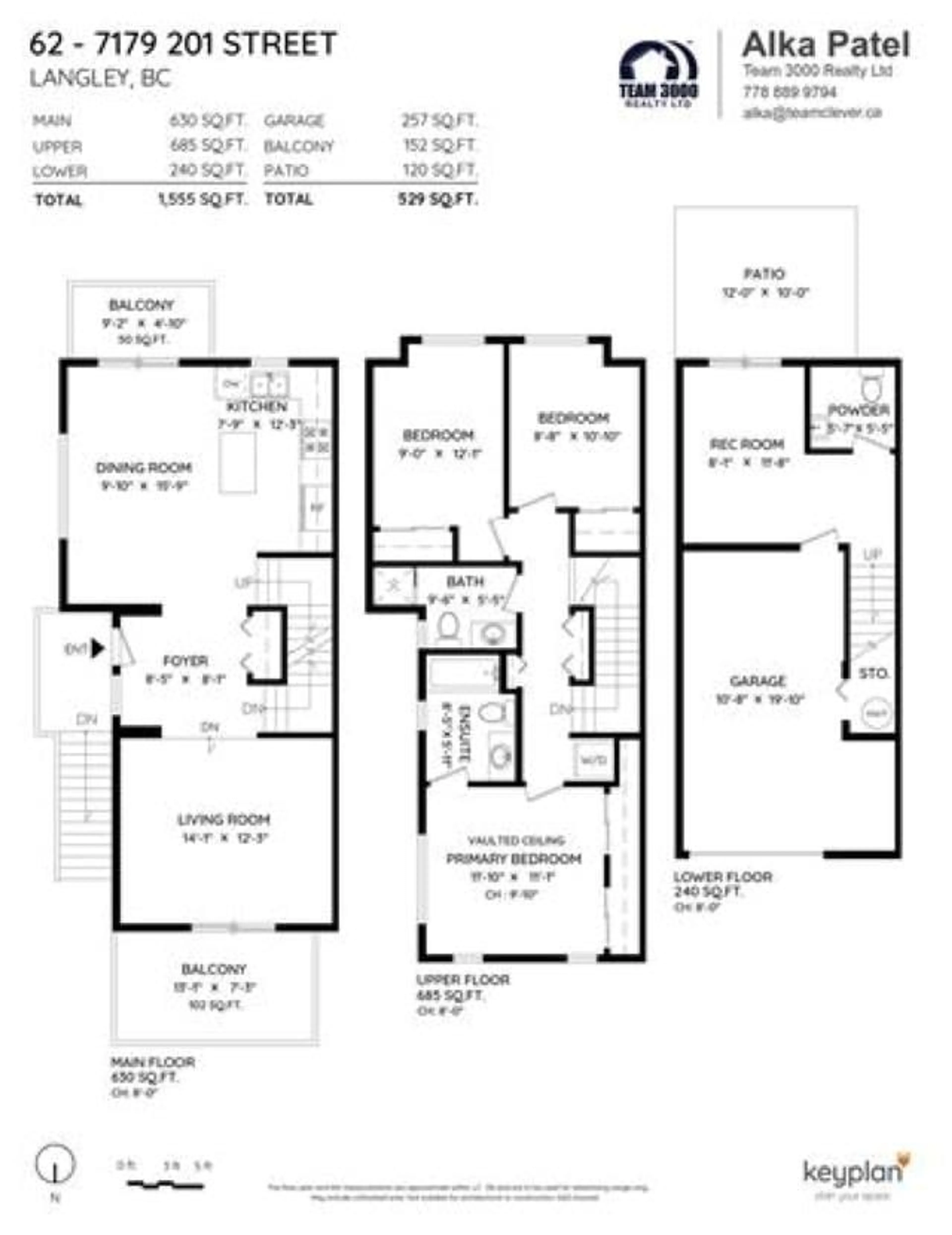 Floor plan for 62 - 7179 201, Langley British Columbia V2Y2Y9