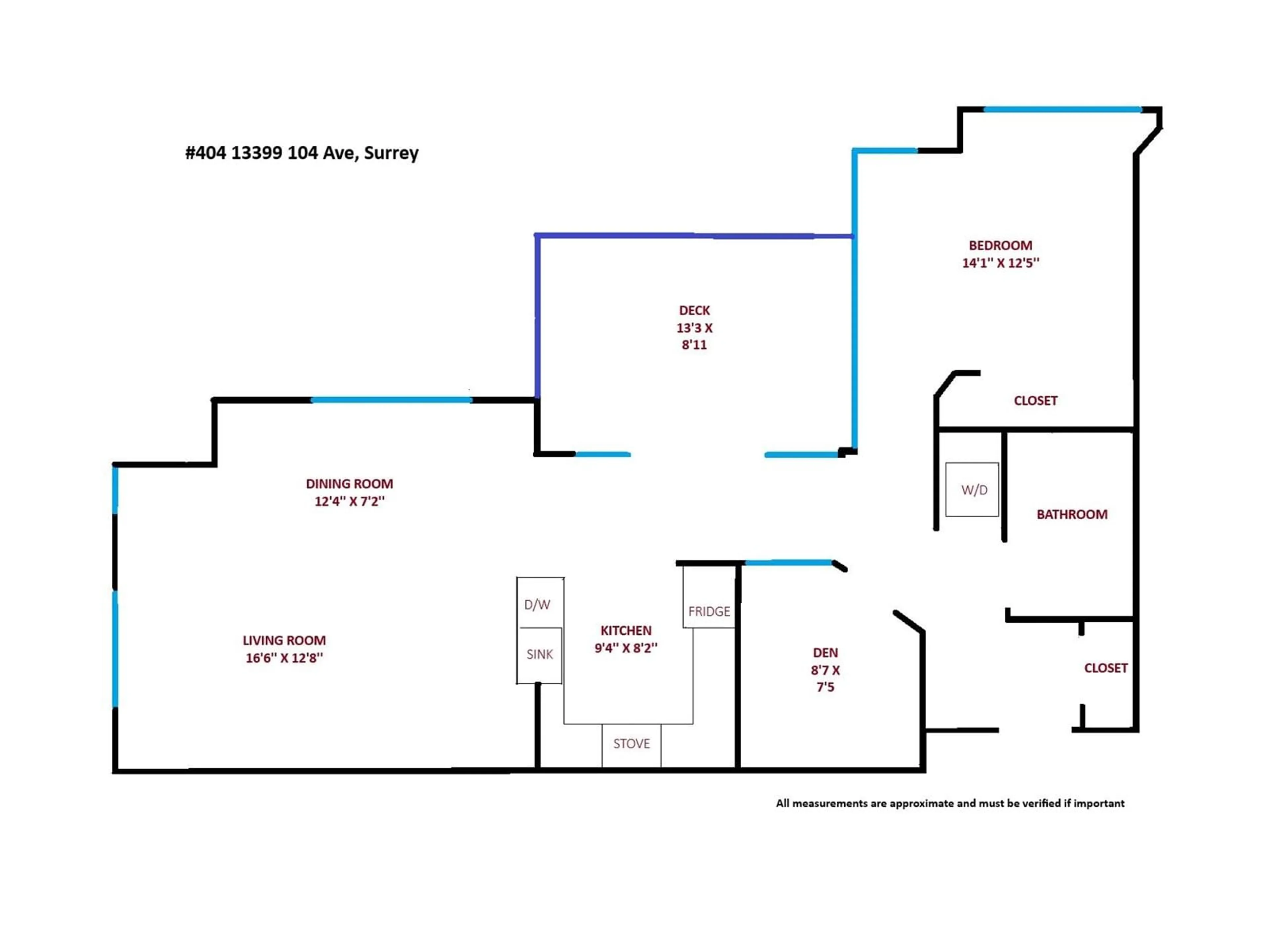 Floor plan for 404 - 13399 104, Surrey British Columbia V3T0C9