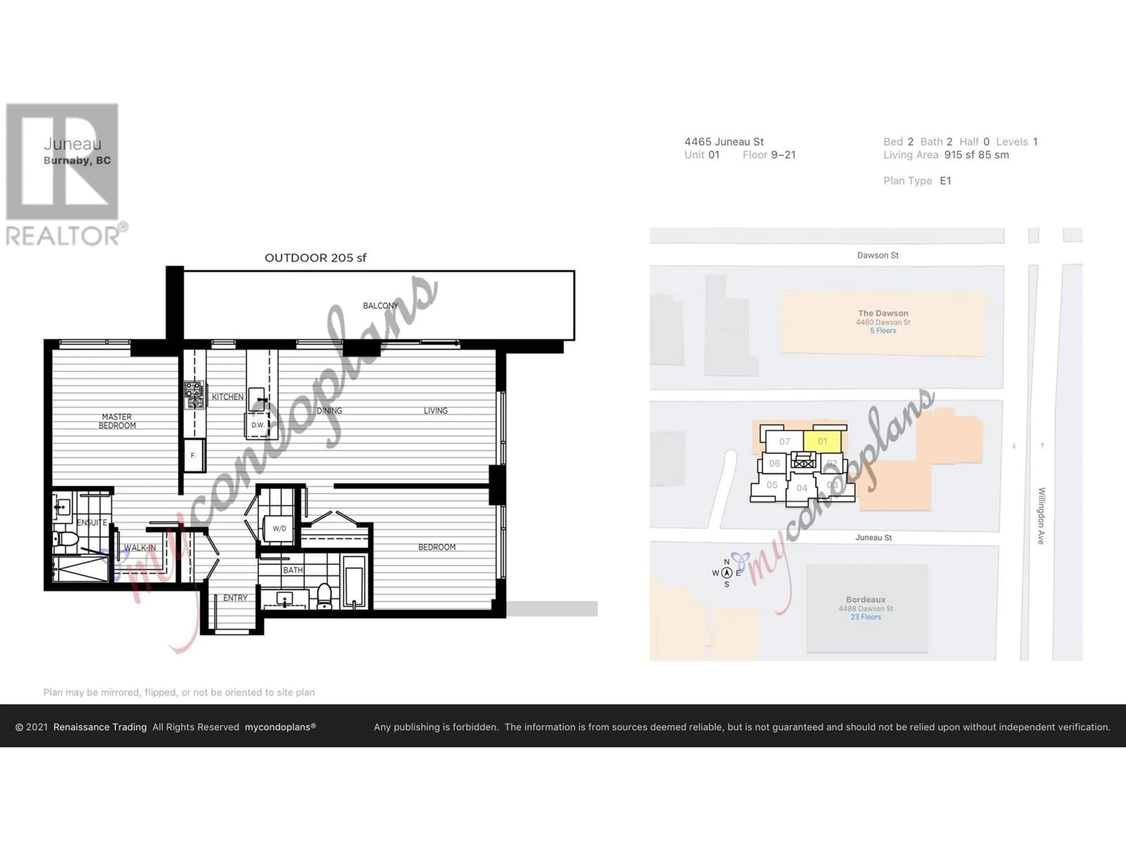 Floor plan for 1601 - 4465 JUNEAU STREET, Burnaby British Columbia V5C0L8