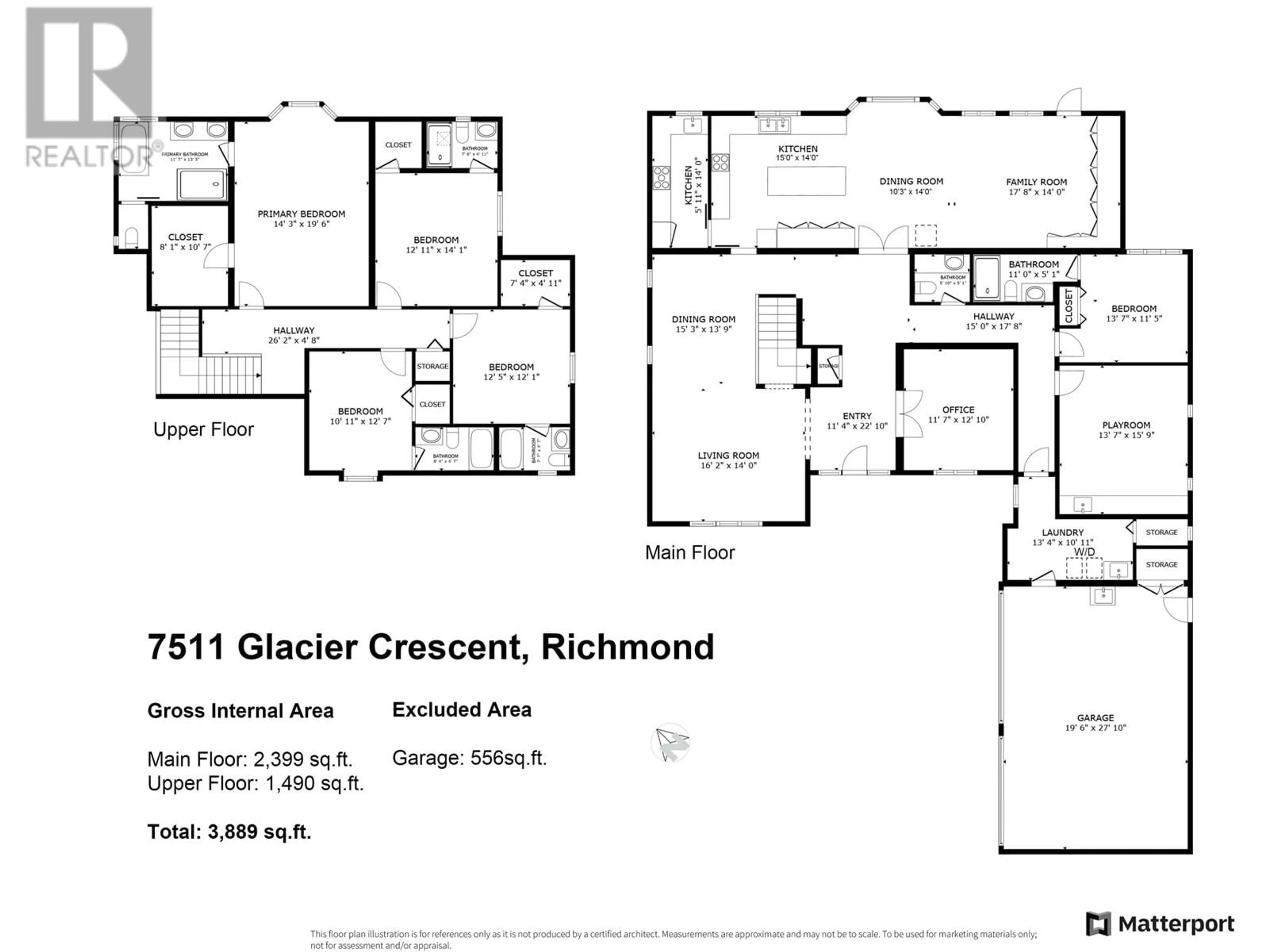 Floor plan for 7511 GLACIER CRESCENT, Richmond British Columbia V7A1L6