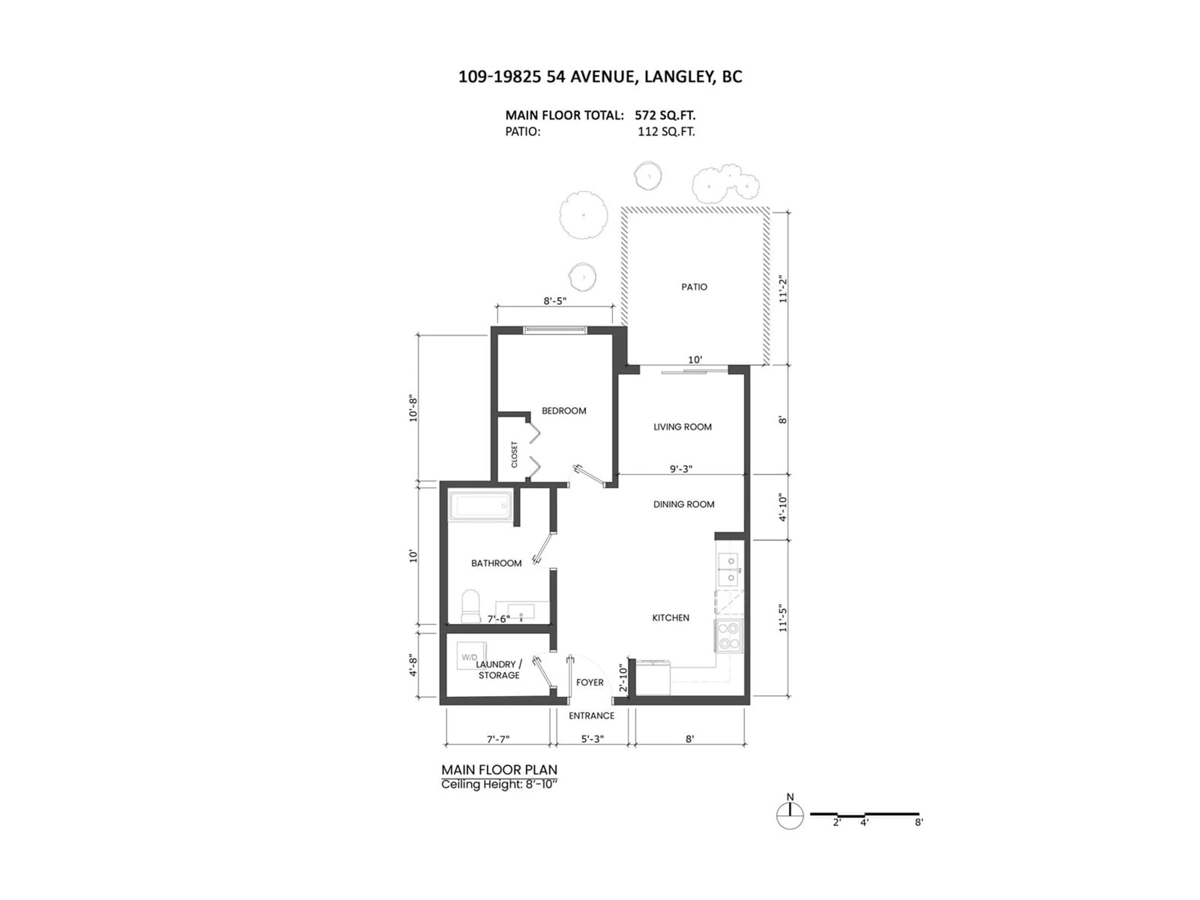 Floor plan for 109 - 19825 54, Langley British Columbia V3A0P6