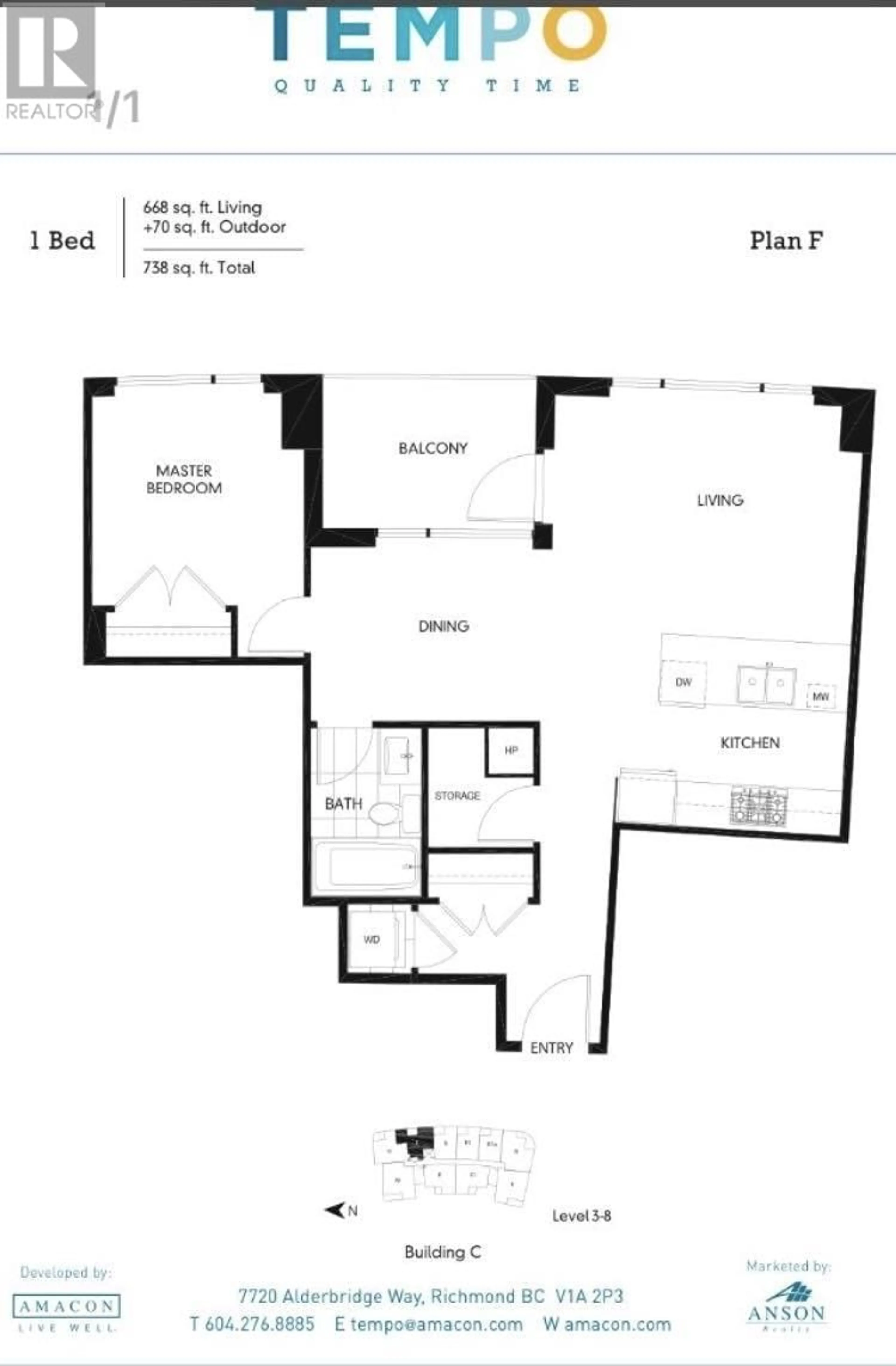 Floor plan for 801 - 5619 CEDARBRIDGE WAY, Richmond British Columbia V6X0P8