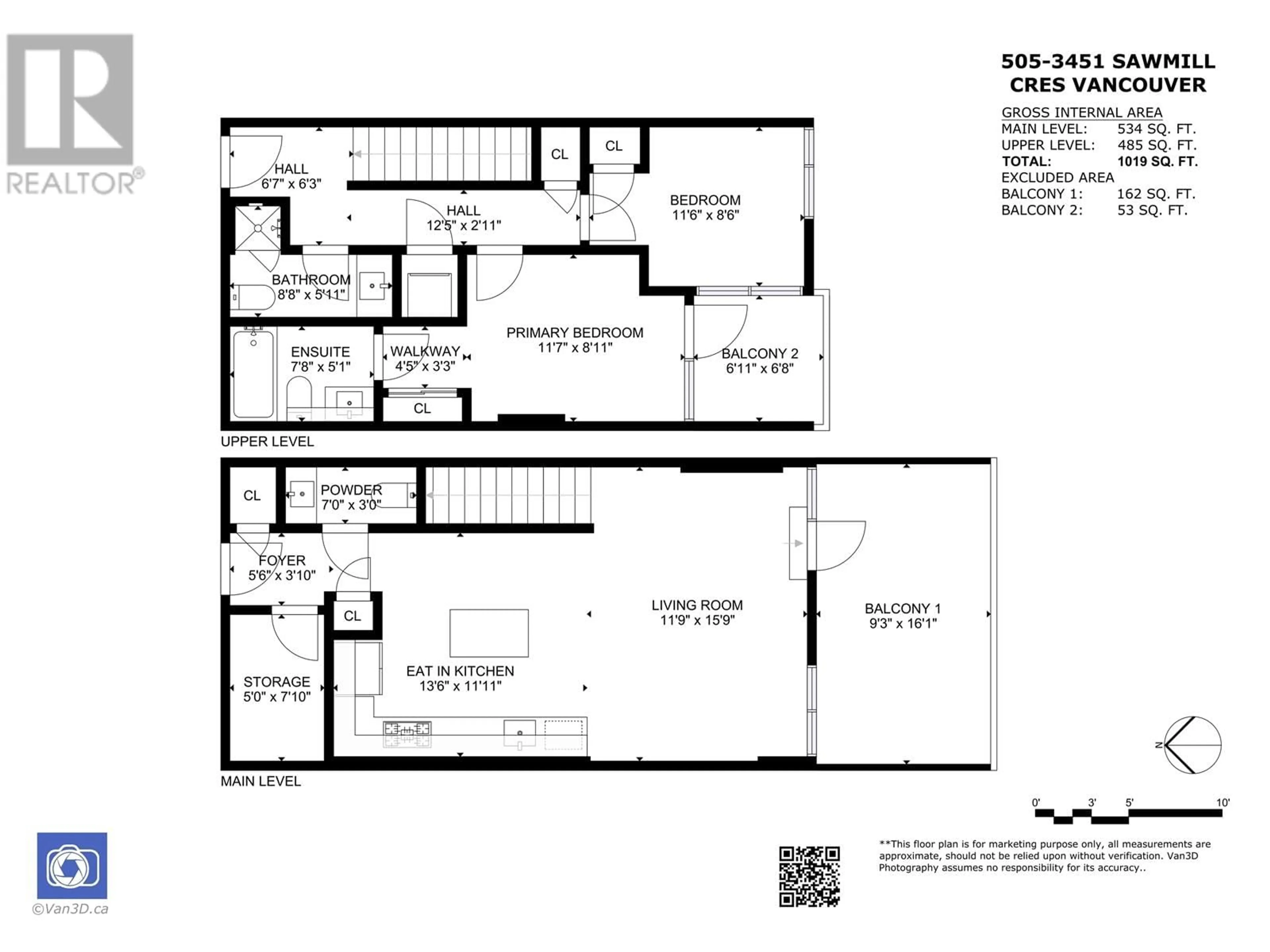 Floor plan for 505 3451 SAWMILL CRESCENT, Vancouver British Columbia V5S0H3