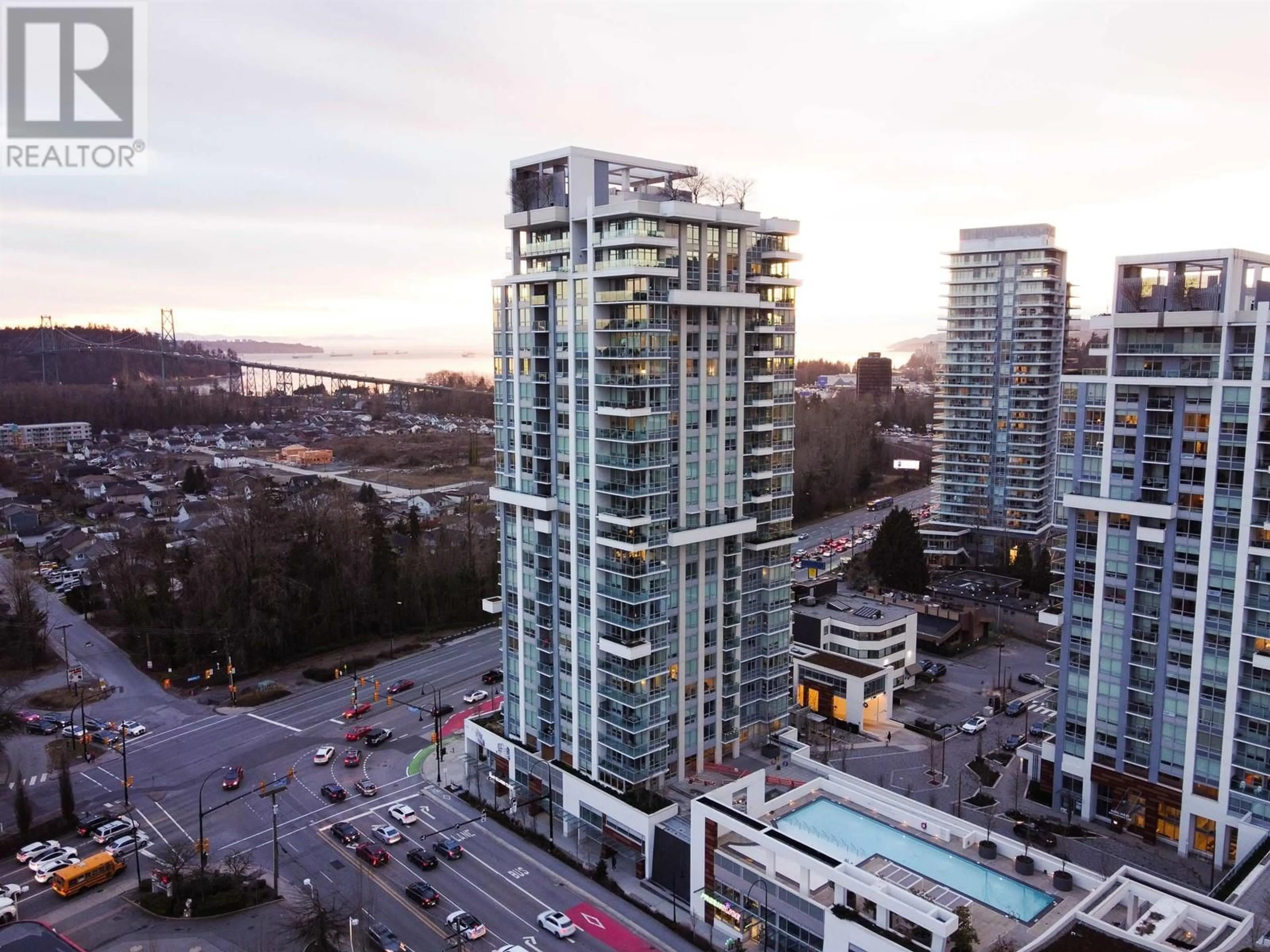 A pic from outside/outdoor area/front of a property/back of a property/a pic from drone, city buildings view from balcony for 2102 - 1632 LIONS GATE LANE, North Vancouver British Columbia V7P0E2