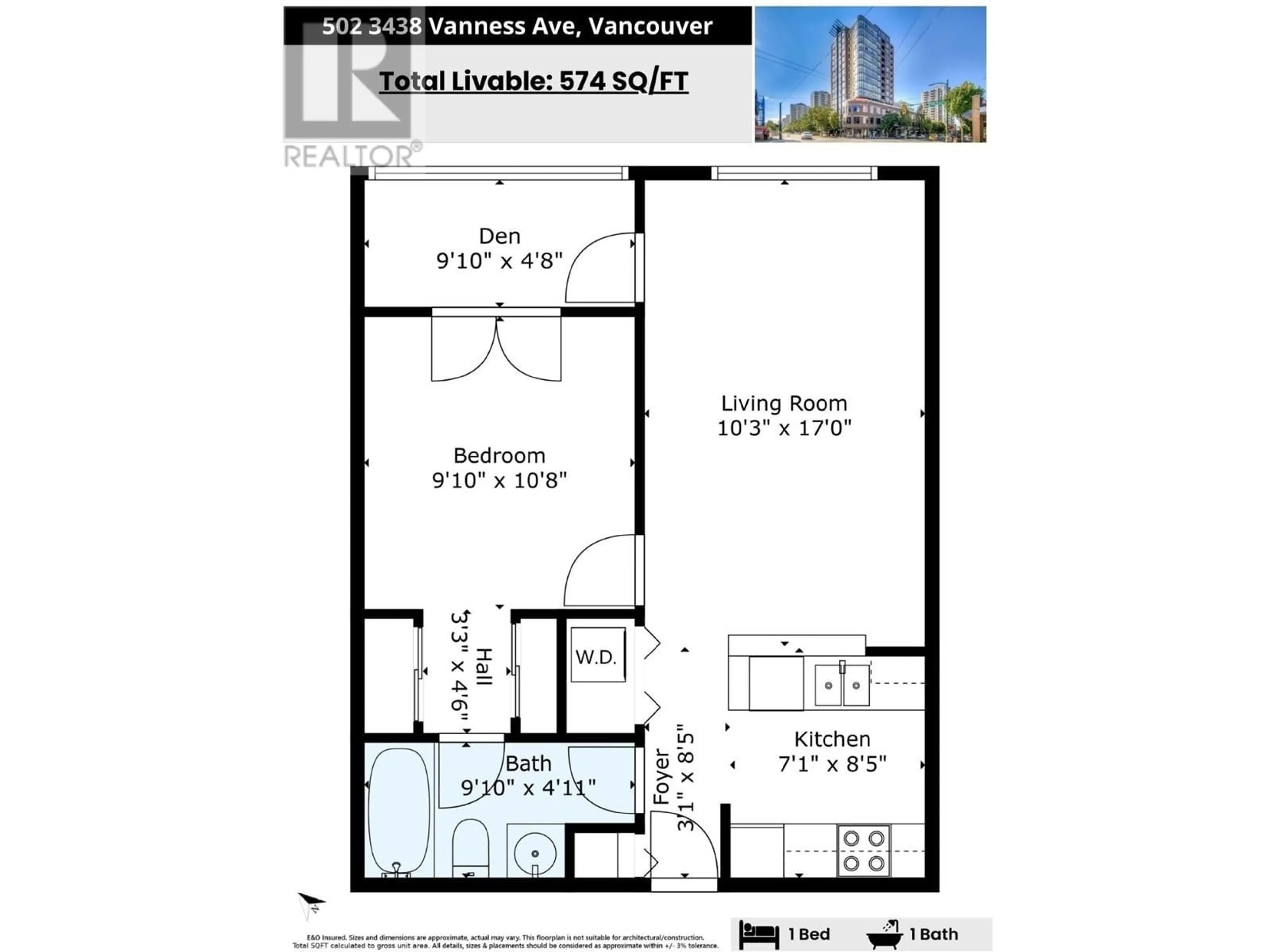 Floor plan for 502 3438 VANNESS AVENUE, Vancouver British Columbia V5R6E7