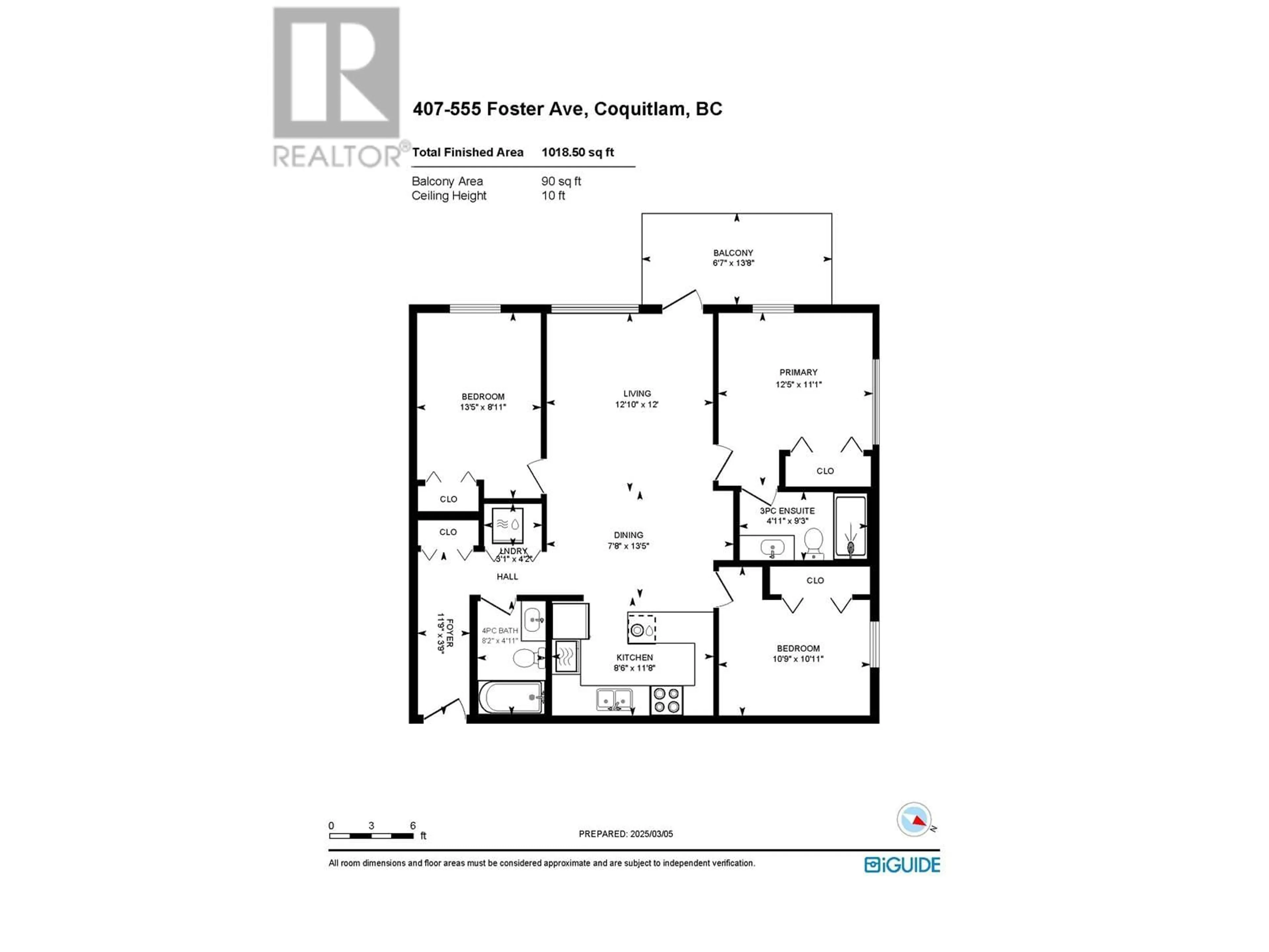 Floor plan for 407 - 555 FOSTER AVENUE, Coquitlam British Columbia V3J0B6