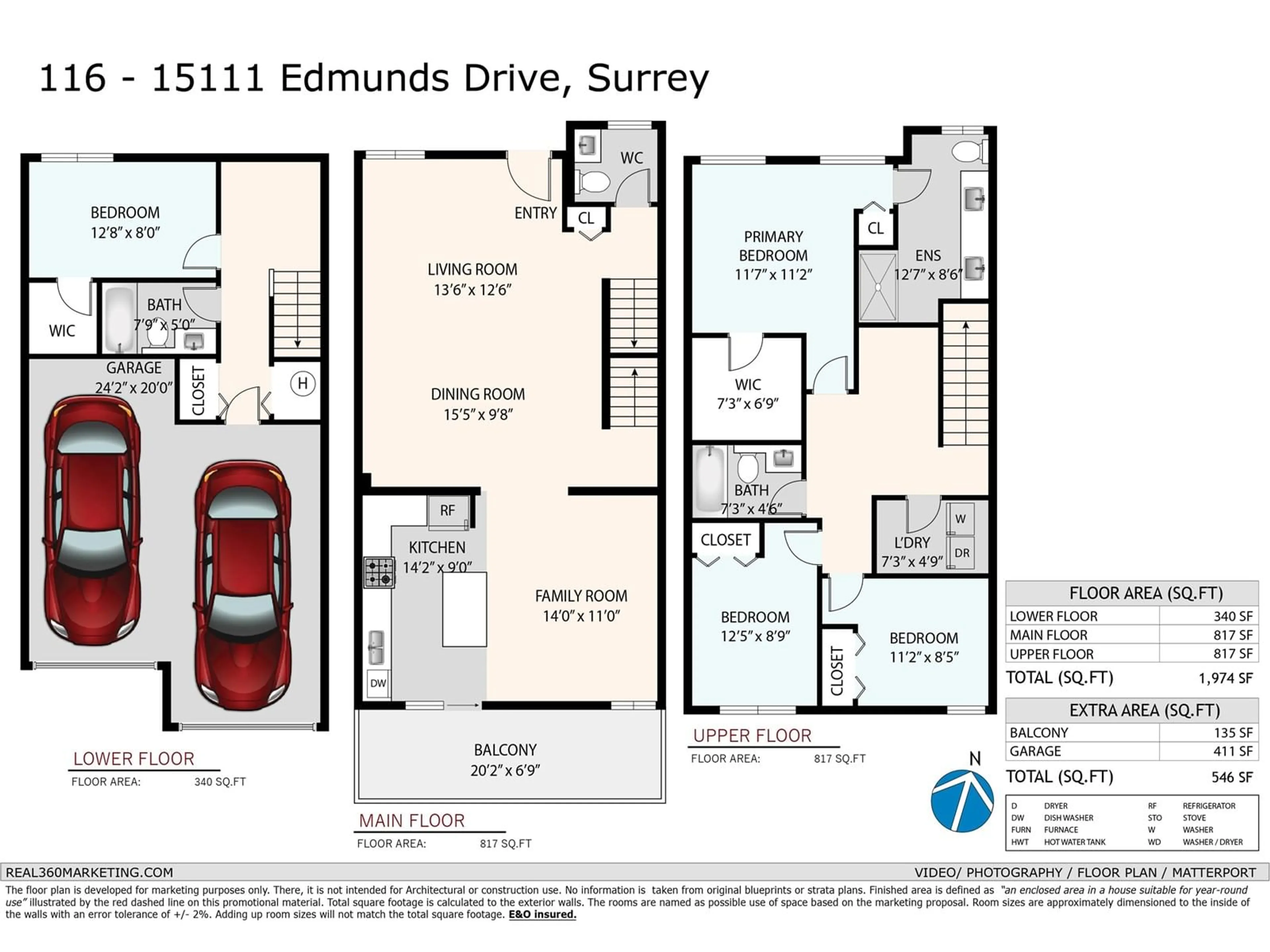Floor plan for 116 - 15111 EDMUND, Surrey British Columbia V3S0A5
