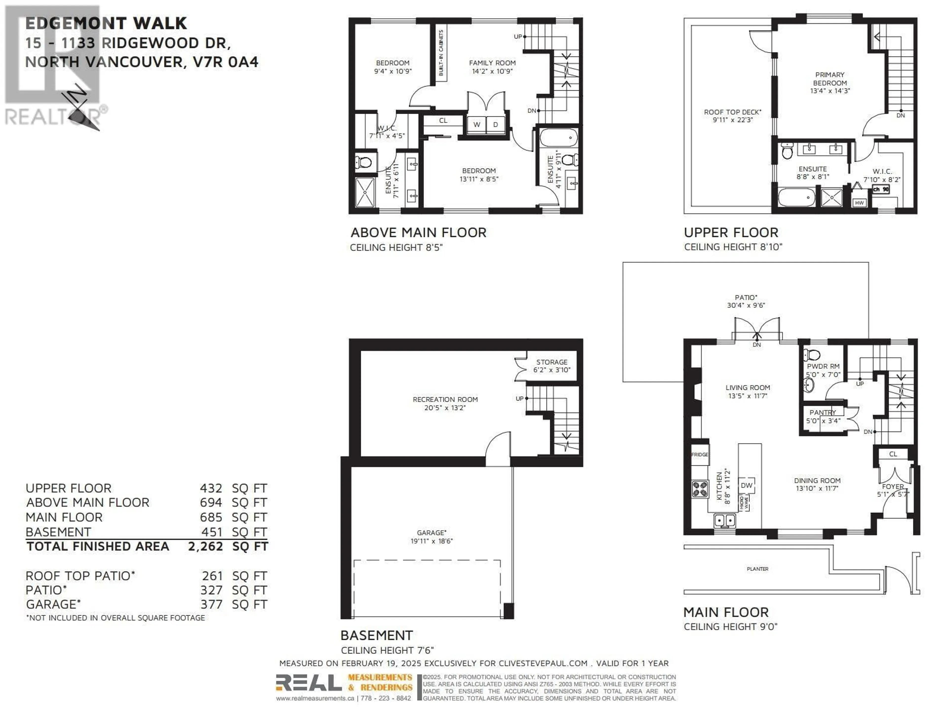 Floor plan for 15 1133 RIDGEWOOD DRIVE, North Vancouver British Columbia V7R0A5