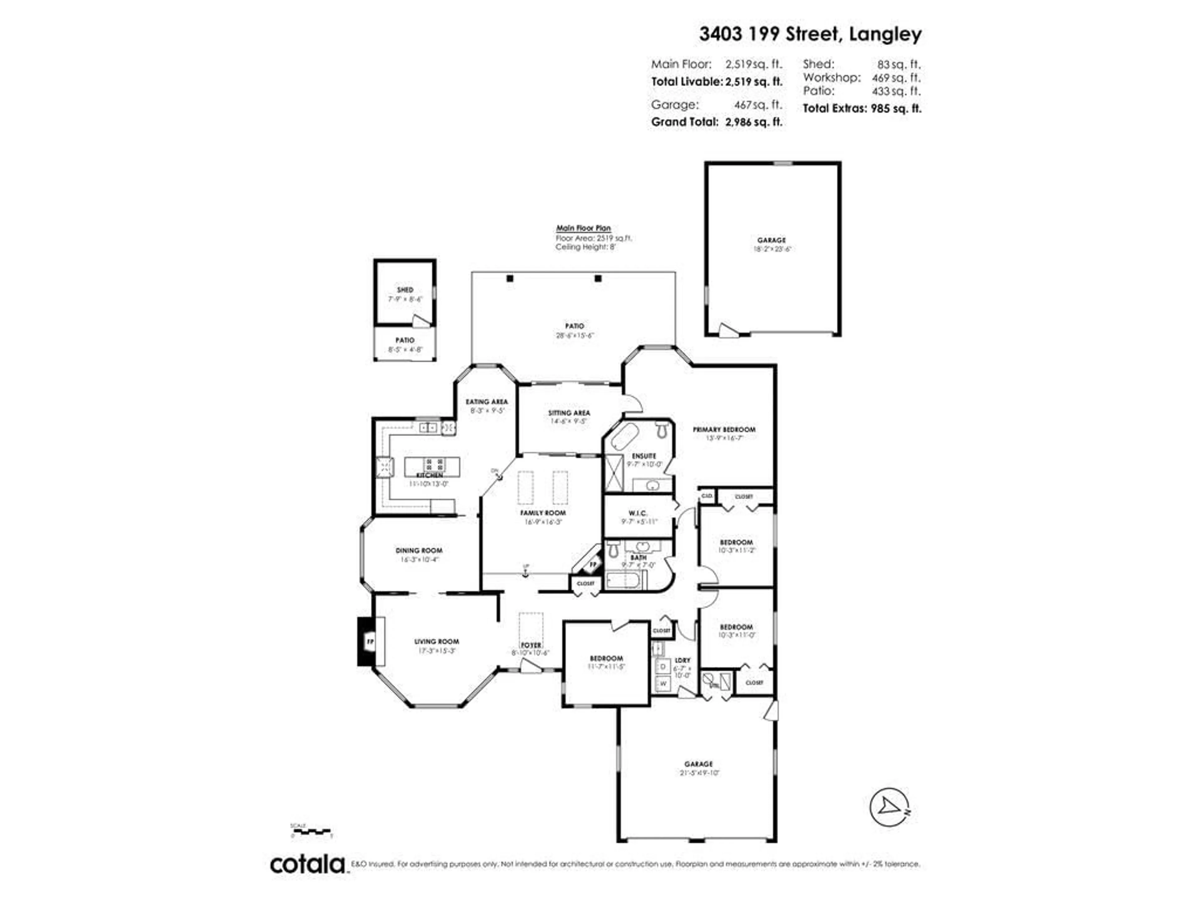 Floor plan for 3403 199 STREET, Langley British Columbia V3A1H7