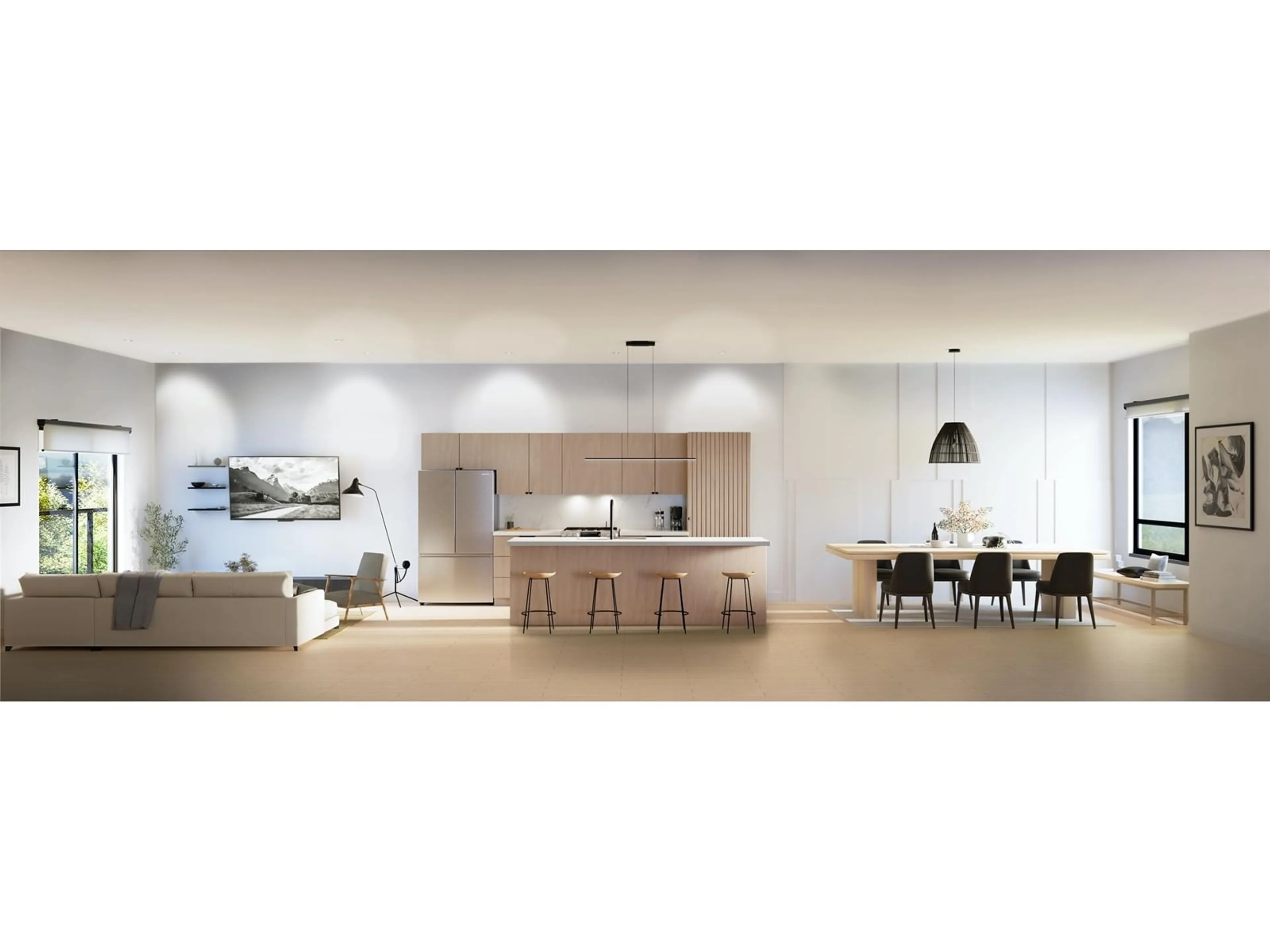 Open concept kitchen, wood/laminate floor for 12 - 19667 55A, Langley British Columbia V3A3X1