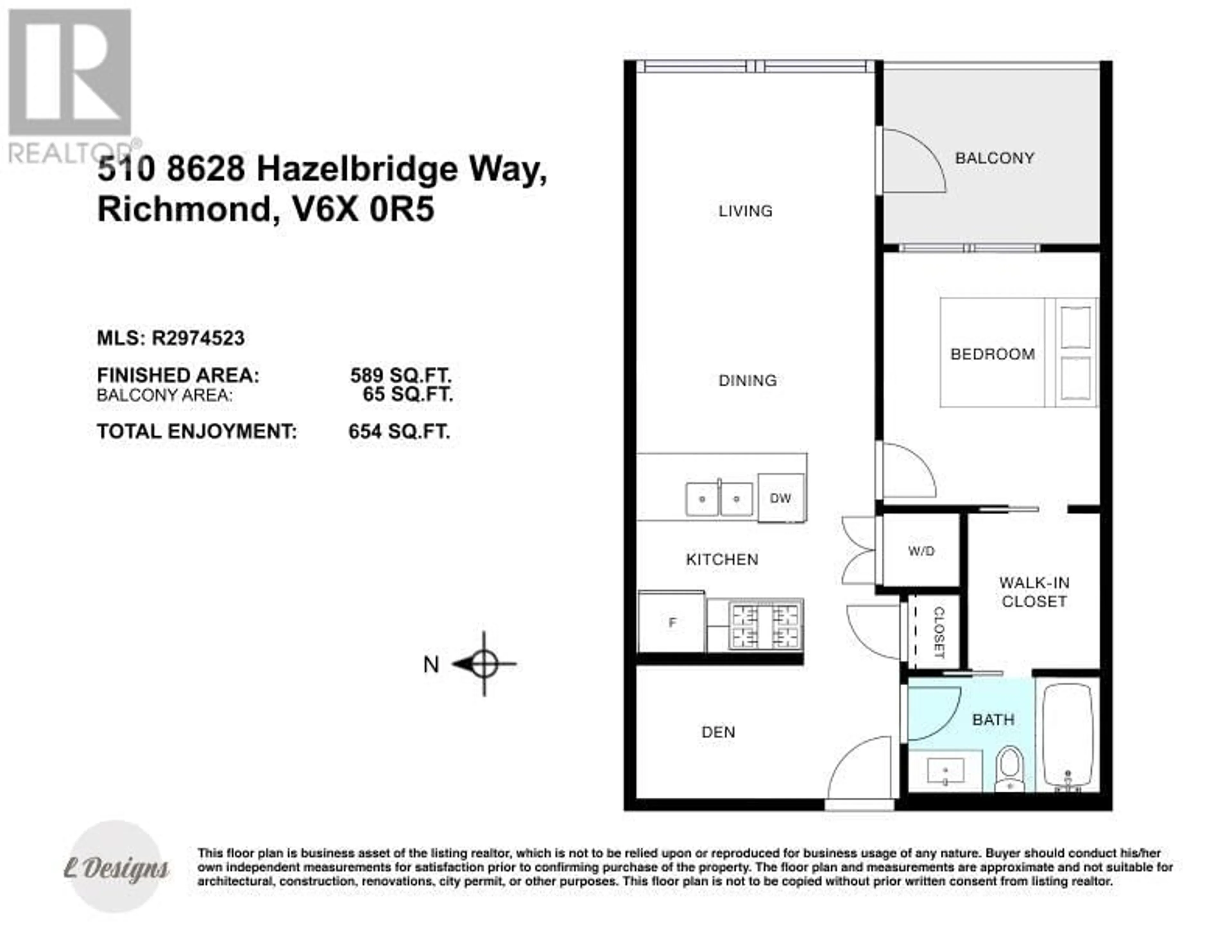 Floor plan for 510 - 8628 HAZELBRIDGE WAY, Richmond British Columbia V6X0R5