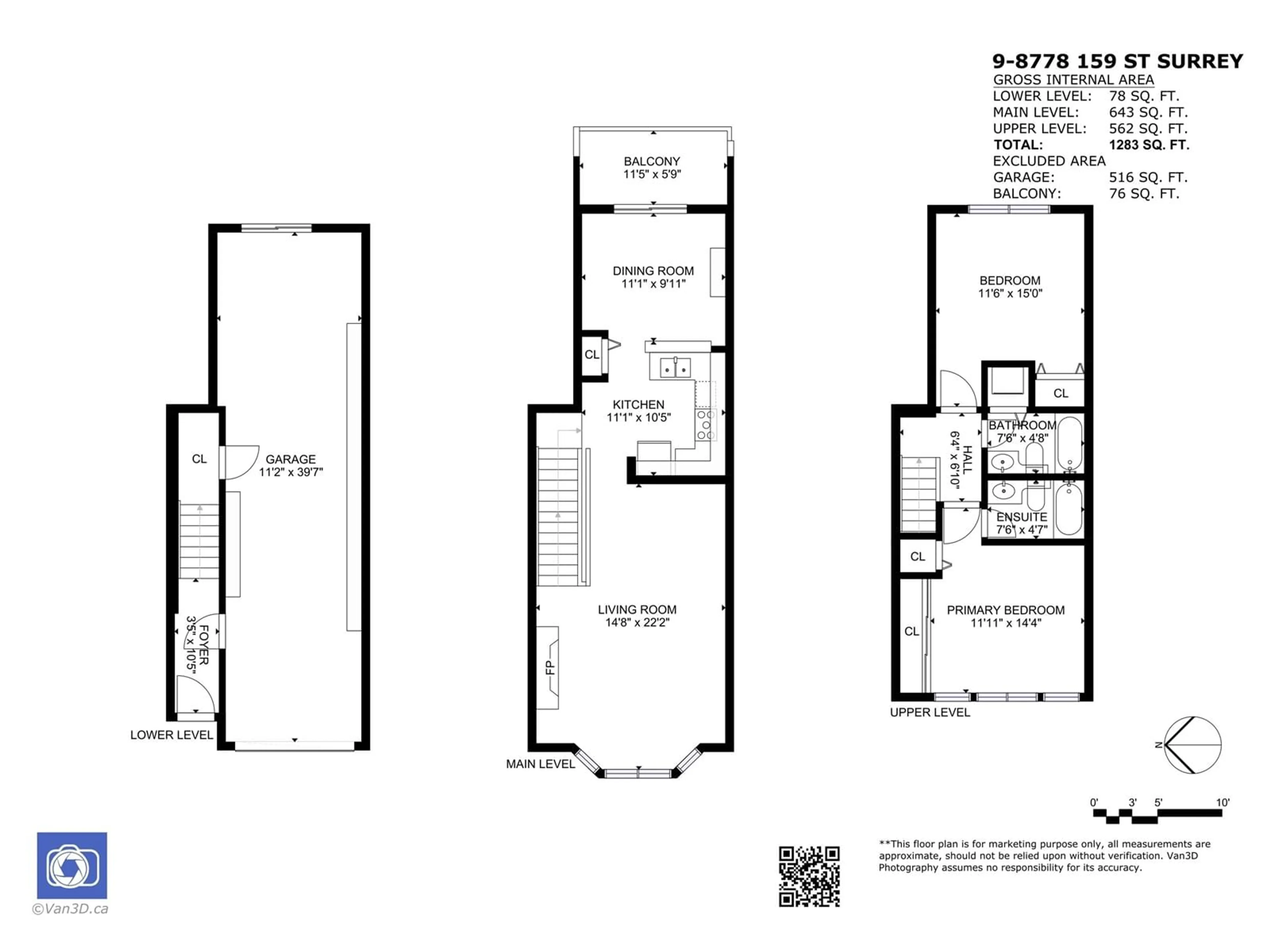 Floor plan for 9 - 8778 159, Surrey British Columbia V4N1H4