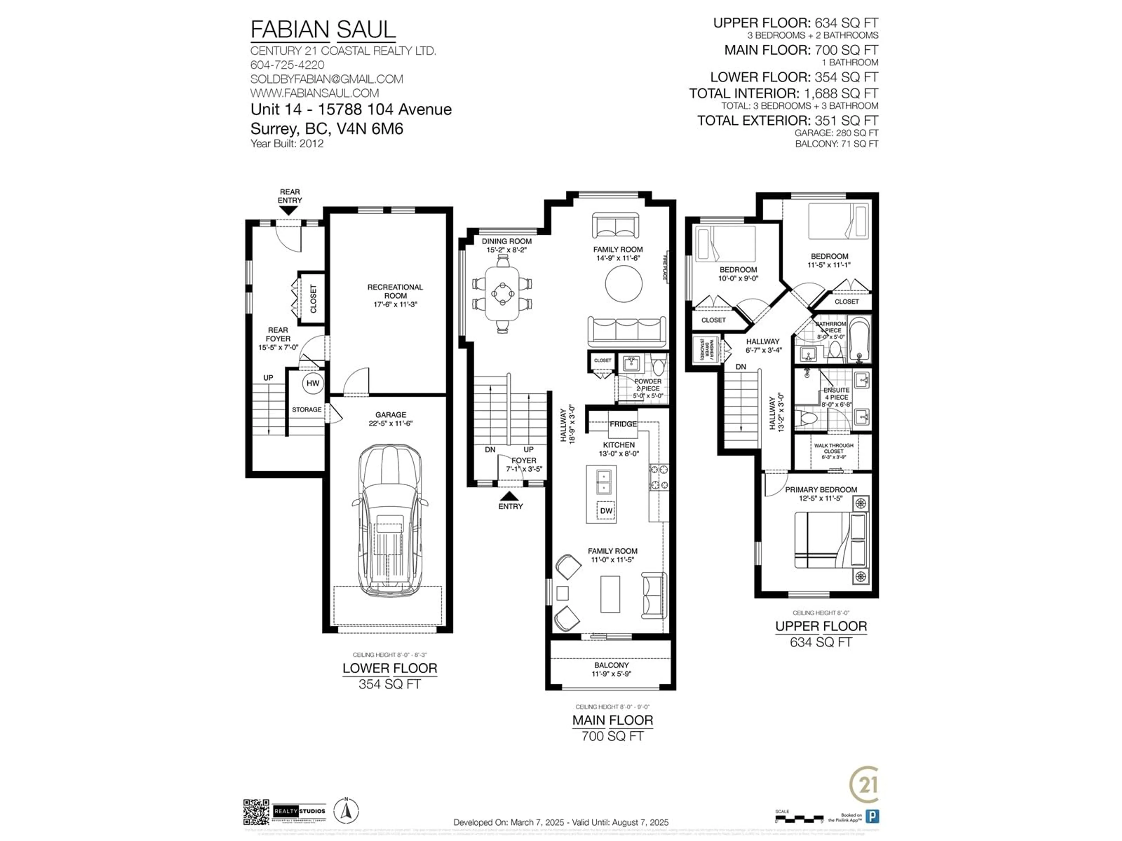 Floor plan for 14 15788 104 AVENUE, Surrey British Columbia V4N6M6