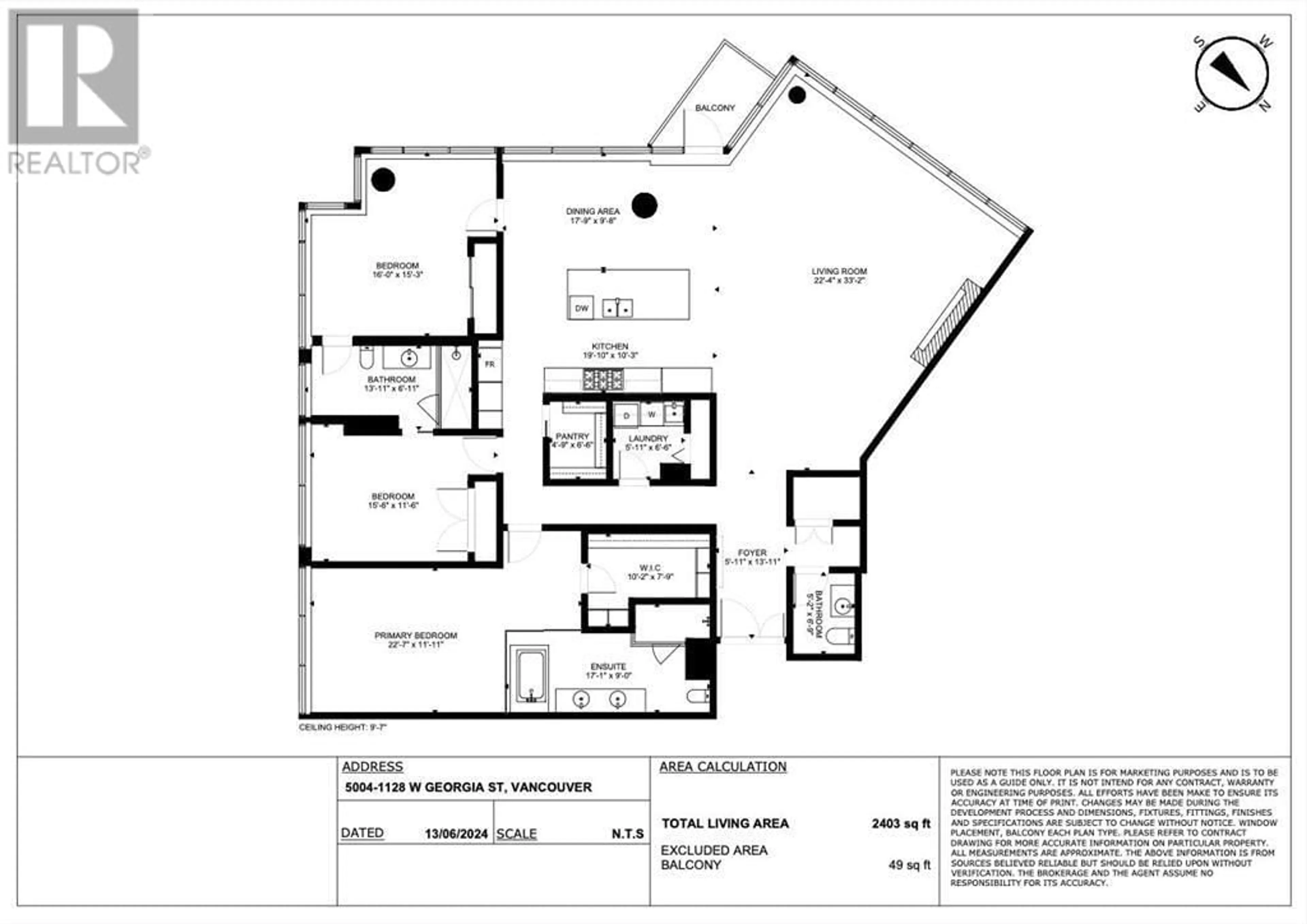 Floor plan for 5004 1128 W GEORGIA STREET, Vancouver British Columbia V6E0A8