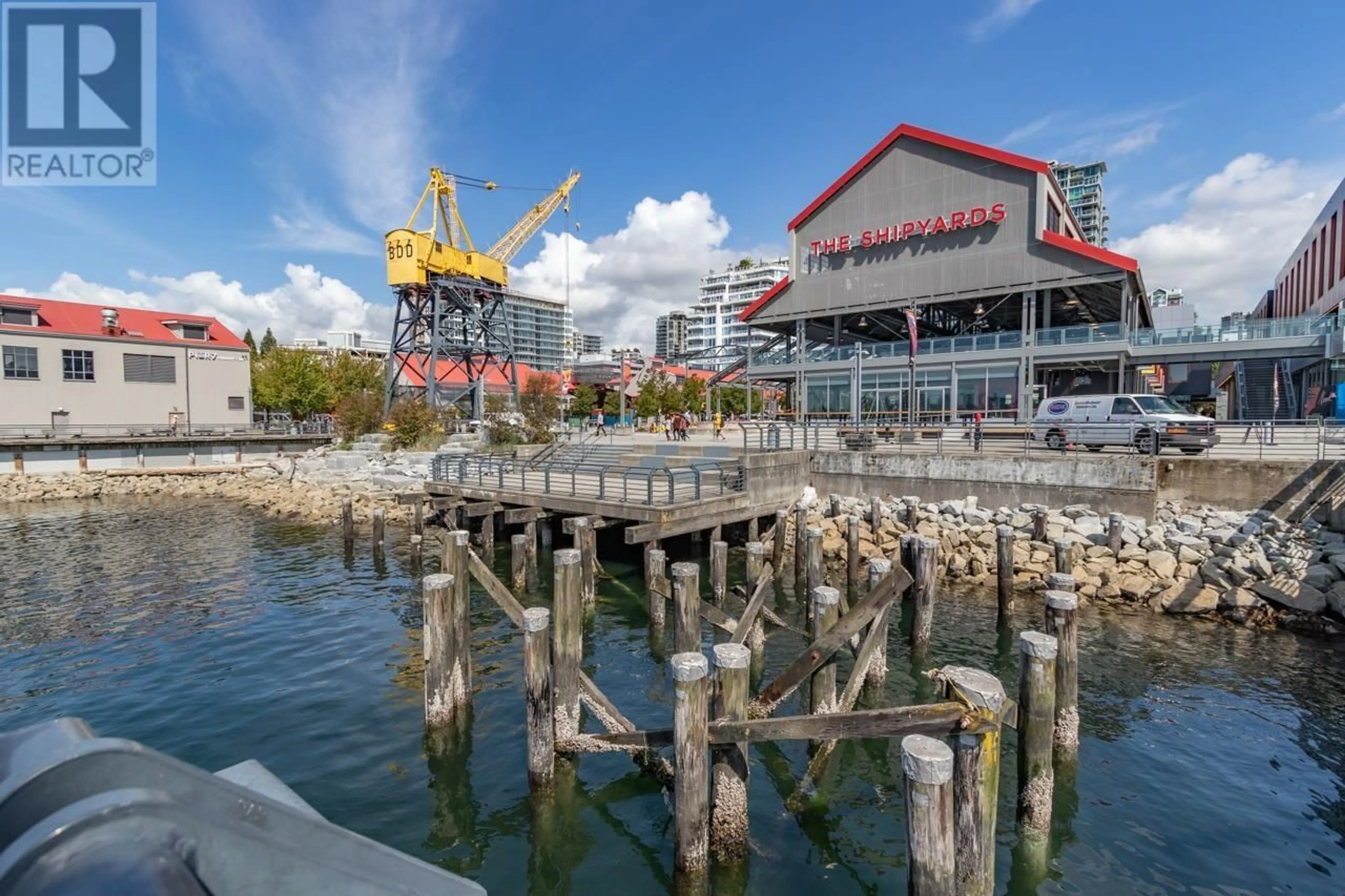 Patio, water/lake/river/ocean view for 705 - 199 VICTORY SHIP WAY, North Vancouver British Columbia V7N0E2