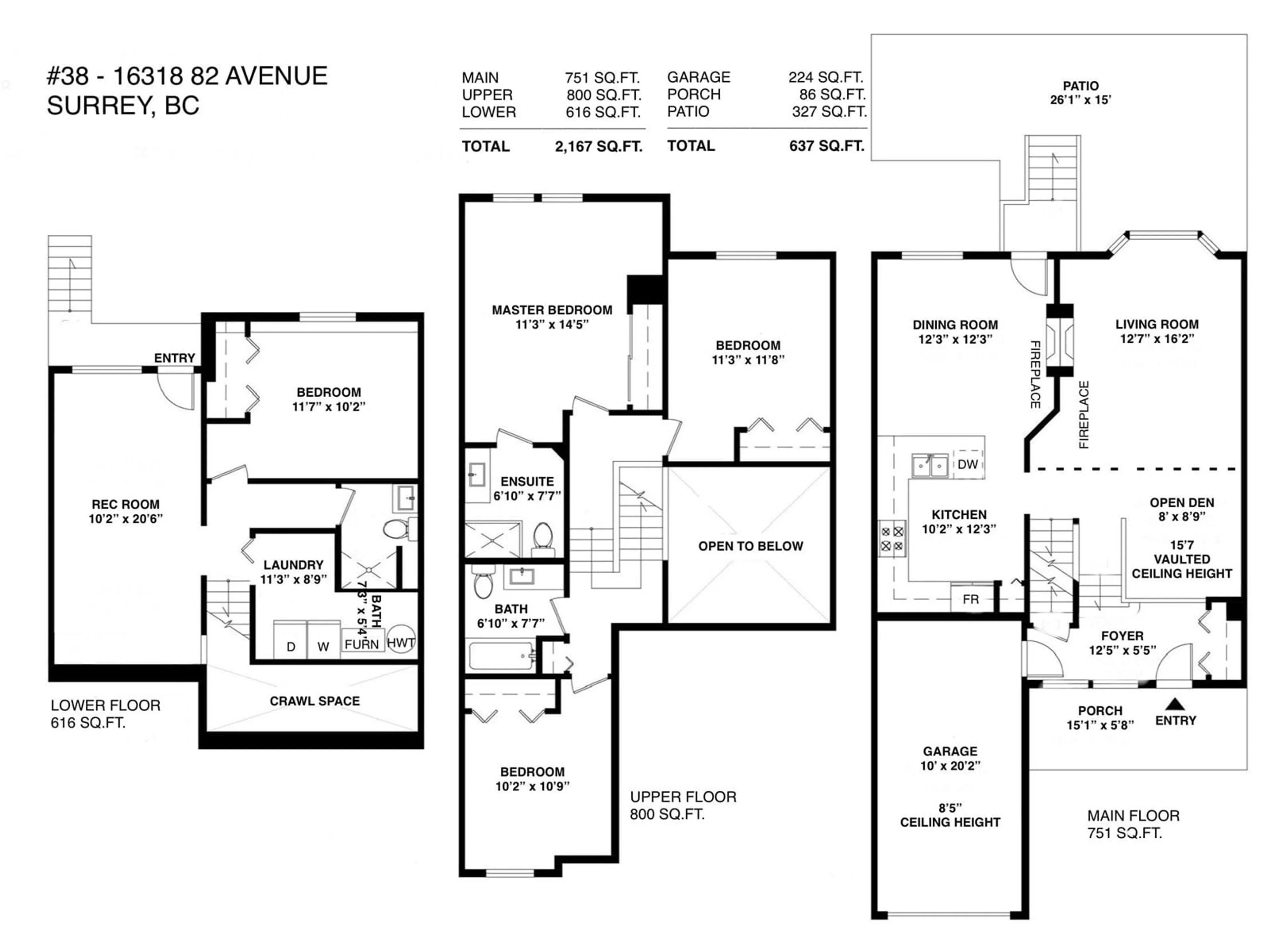 Floor plan for 38 16318 82 AVENUE, Surrey British Columbia V4N0N9