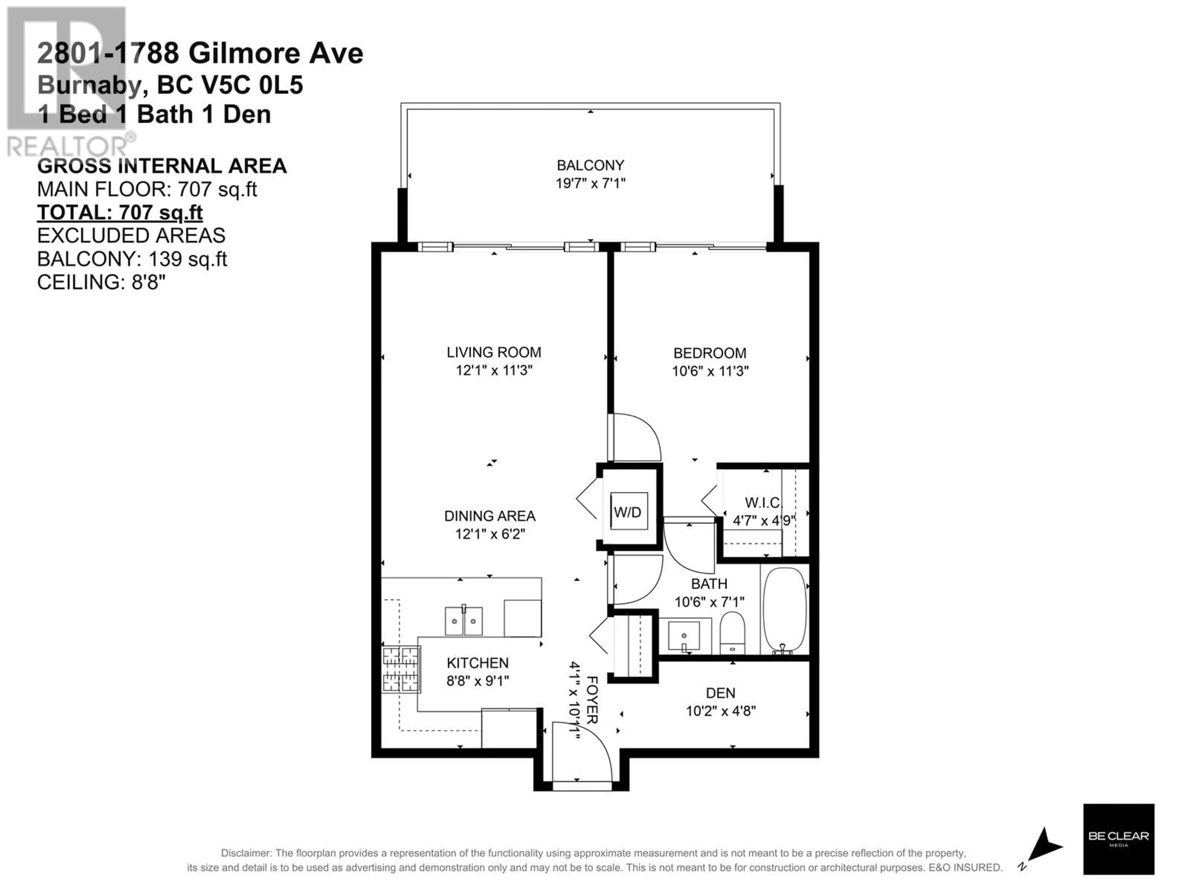 Floor plan for 2801 - 1788 GILMORE AVENUE, Burnaby British Columbia V5C0L5