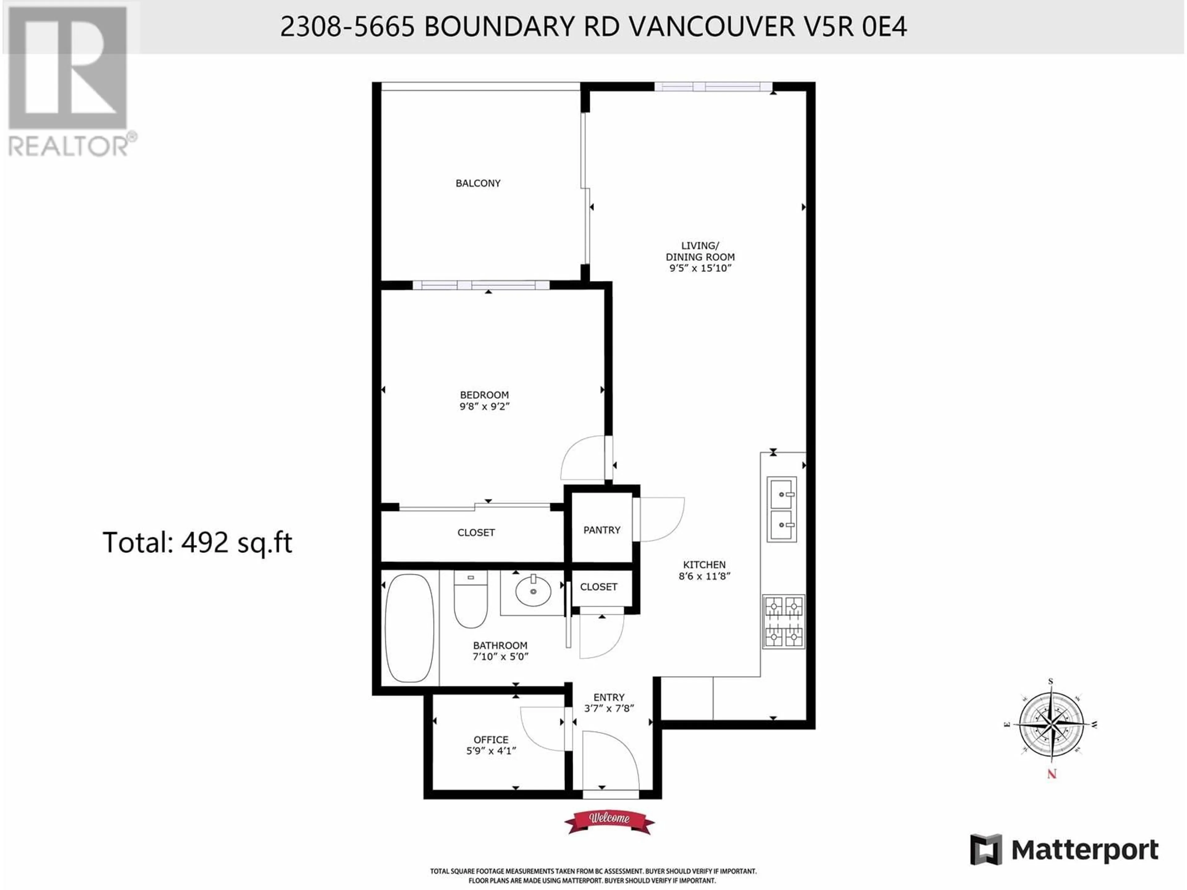 Floor plan for 2308 - 5665 BOUNDARY ROAD, Vancouver British Columbia V5Z2W5