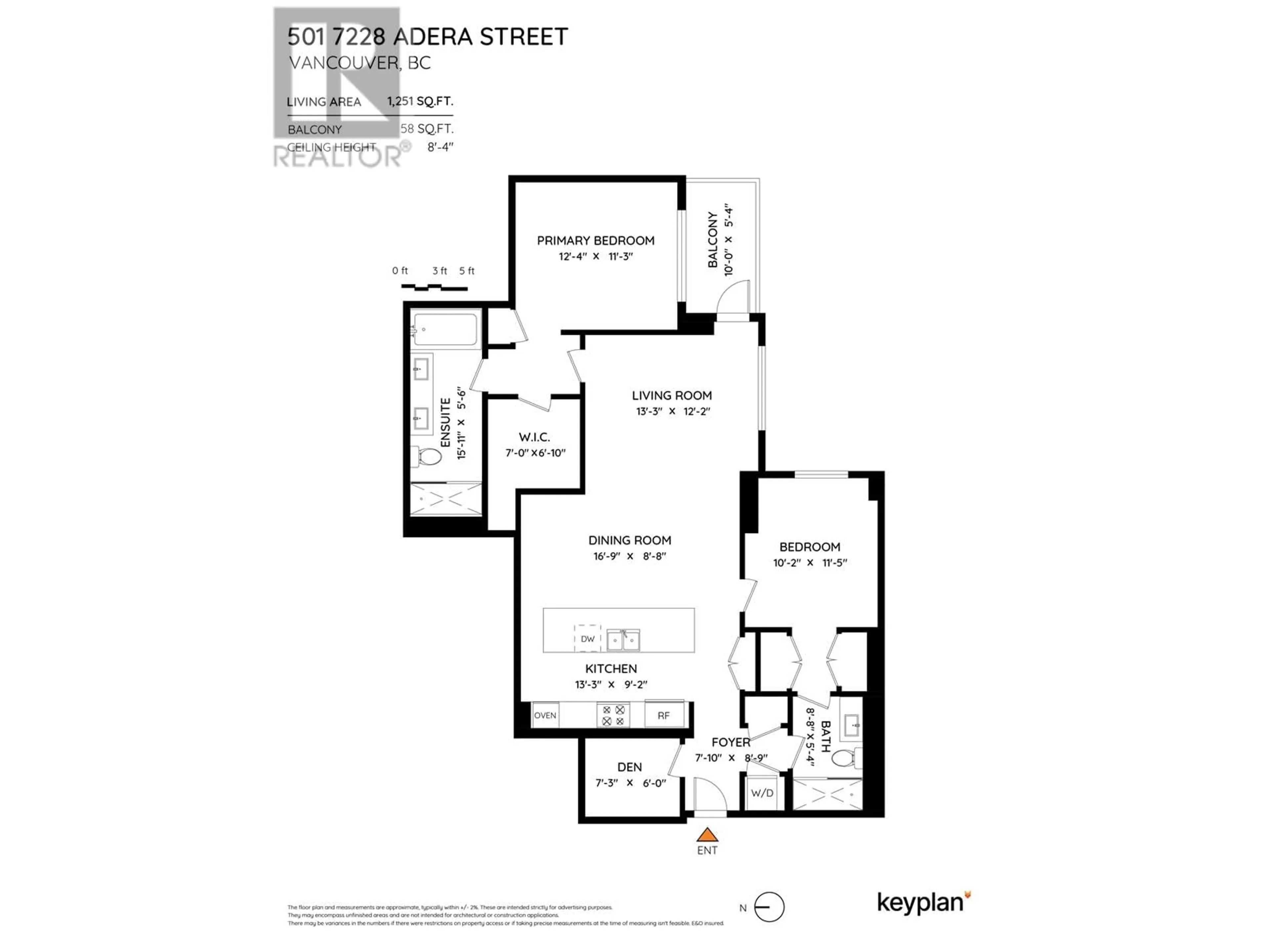 Floor plan for 501 - 7228 ADERA STREET, Vancouver British Columbia V6P0H8