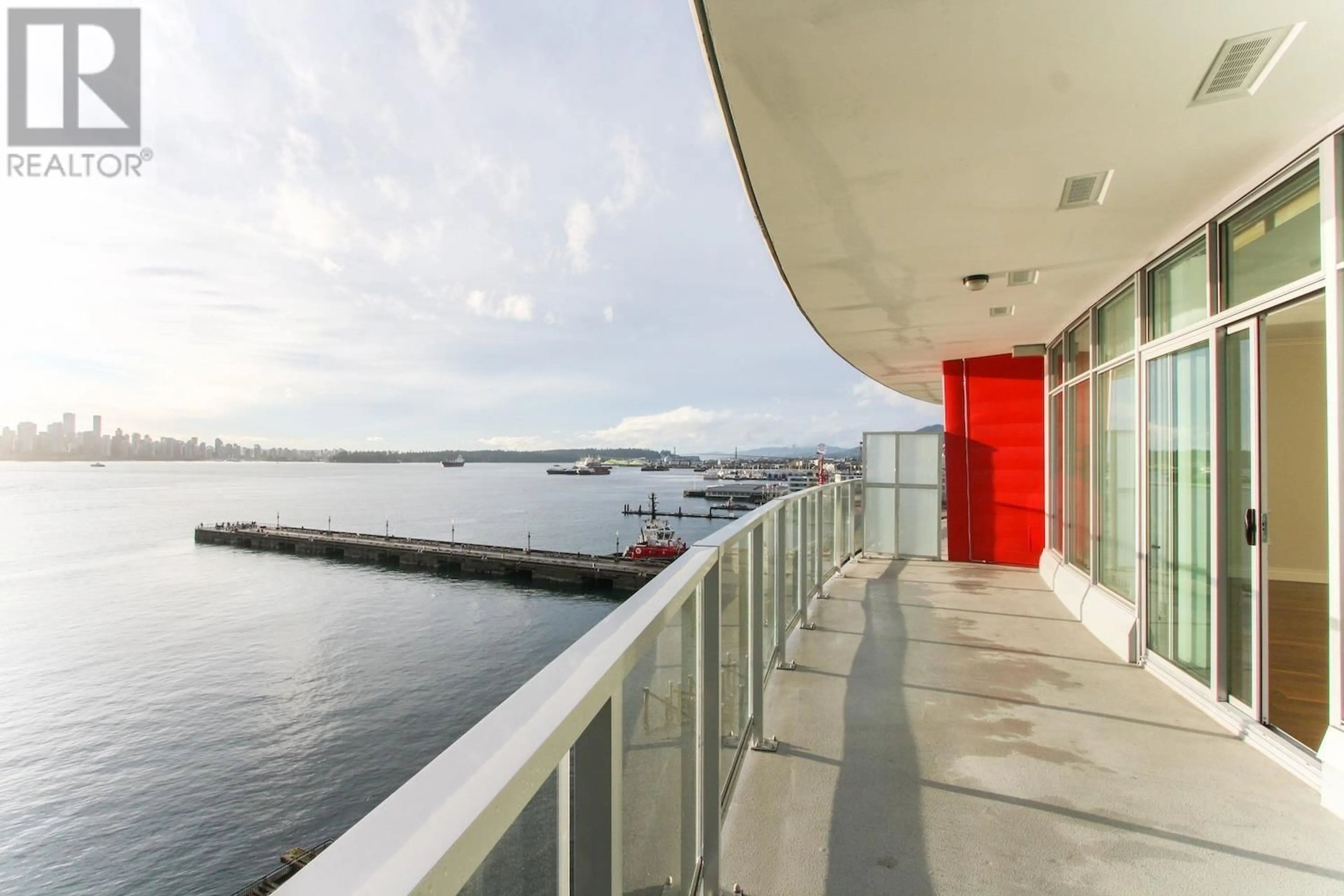 Balcony in the apartment, water/lake/river/ocean view for 701 - 185 VICTORY SHIP WAY, North Vancouver British Columbia V7L0G2