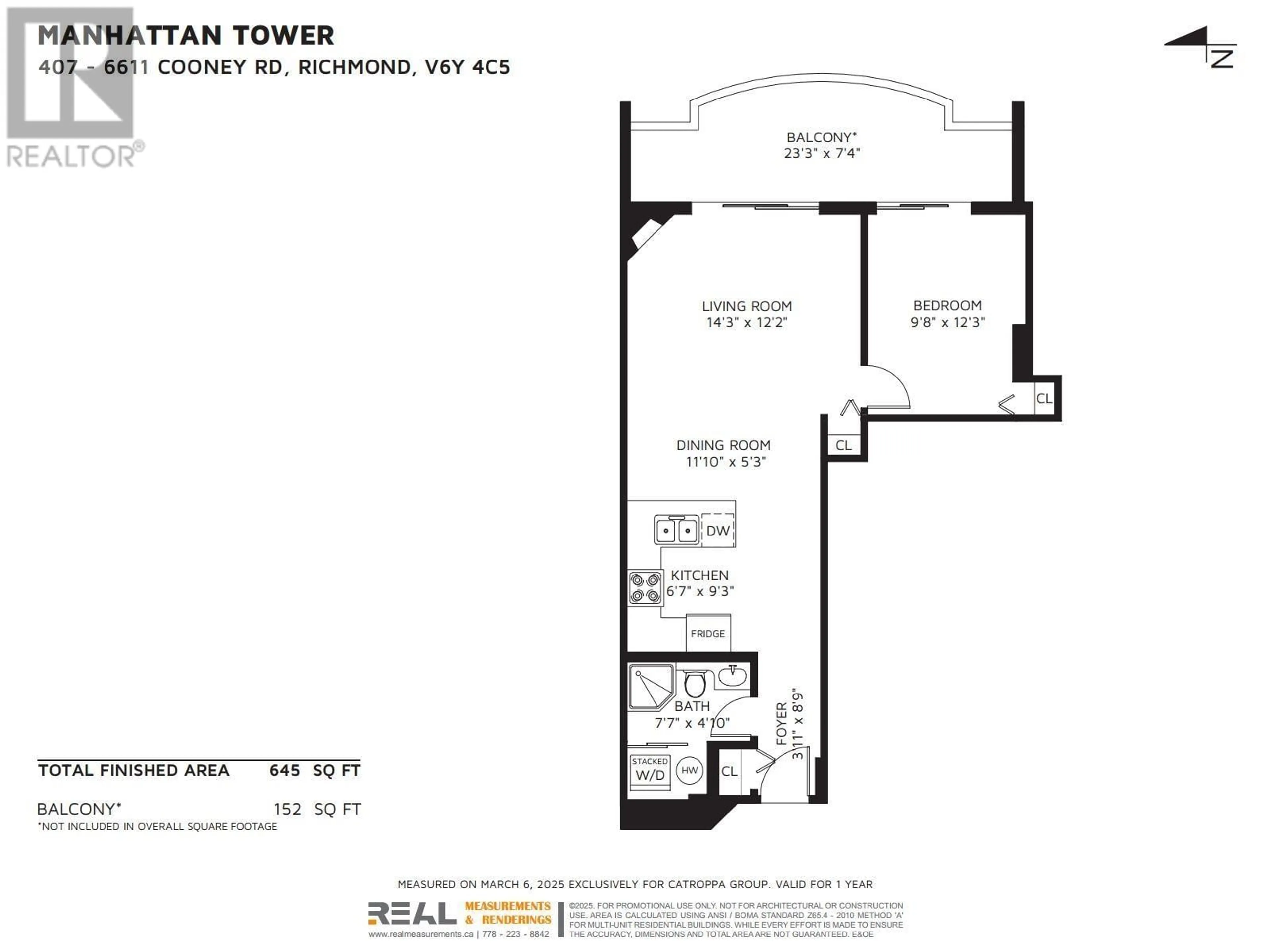 Floor plan for 407 6611 COONEY ROAD, Richmond British Columbia V6Y4C5