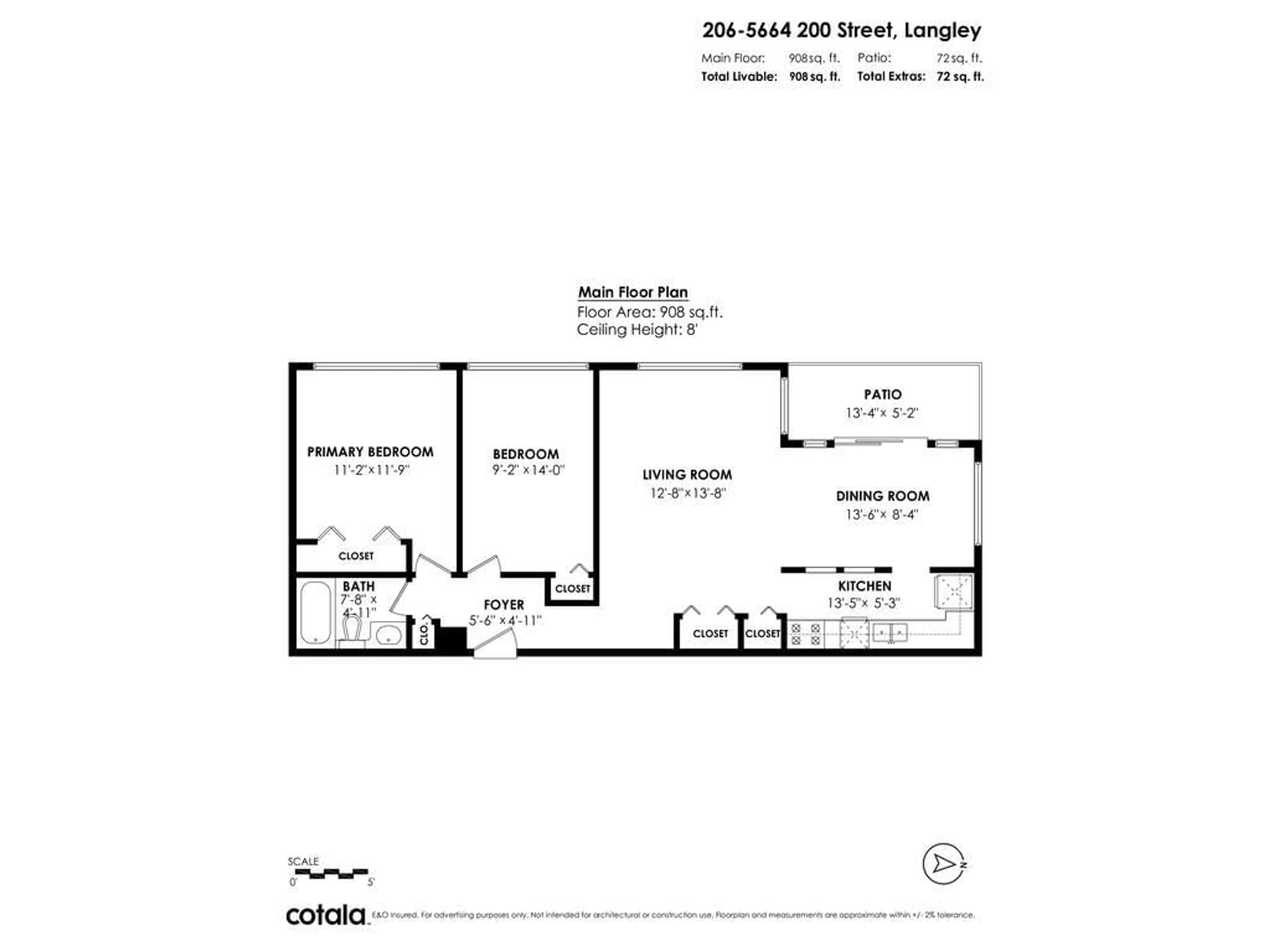 Floor plan for 206 - 5664 200, Langley British Columbia V3A1M8