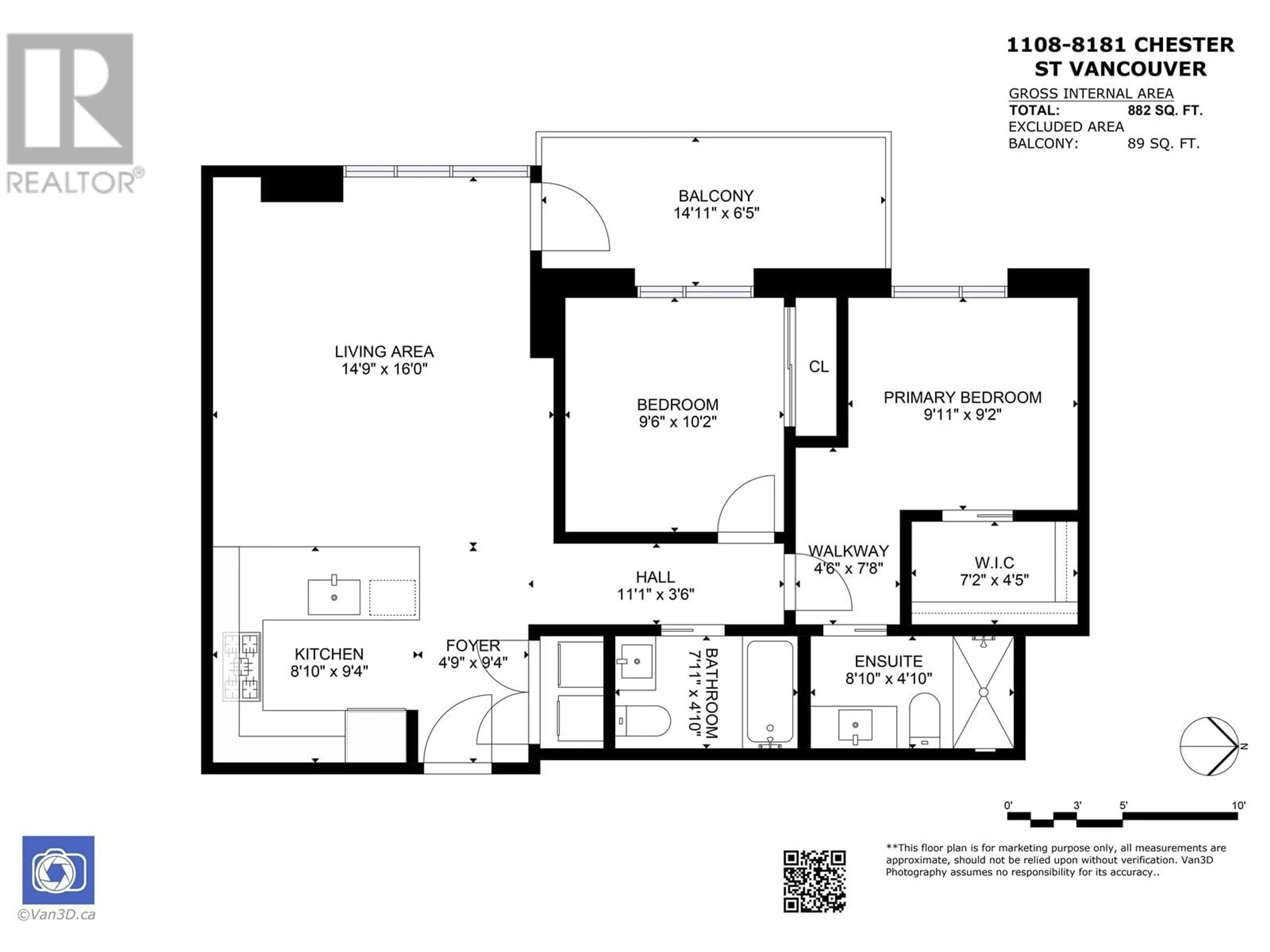 Floor plan for 1108 - 8181 CHESTER STREET, Vancouver British Columbia V5X0J9