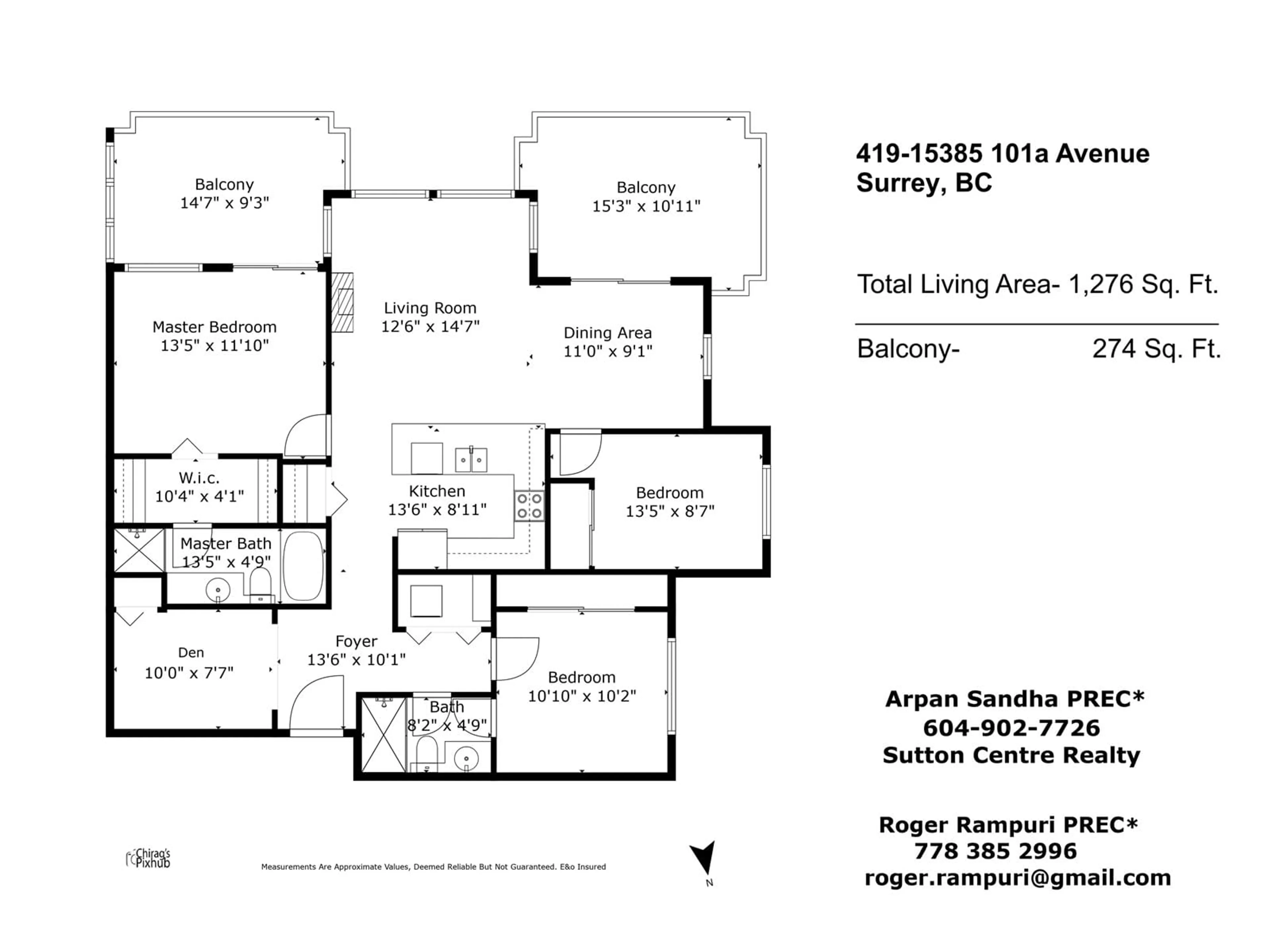 Floor plan for 419 15385 101A AVENUE, Surrey British Columbia V3R0B4