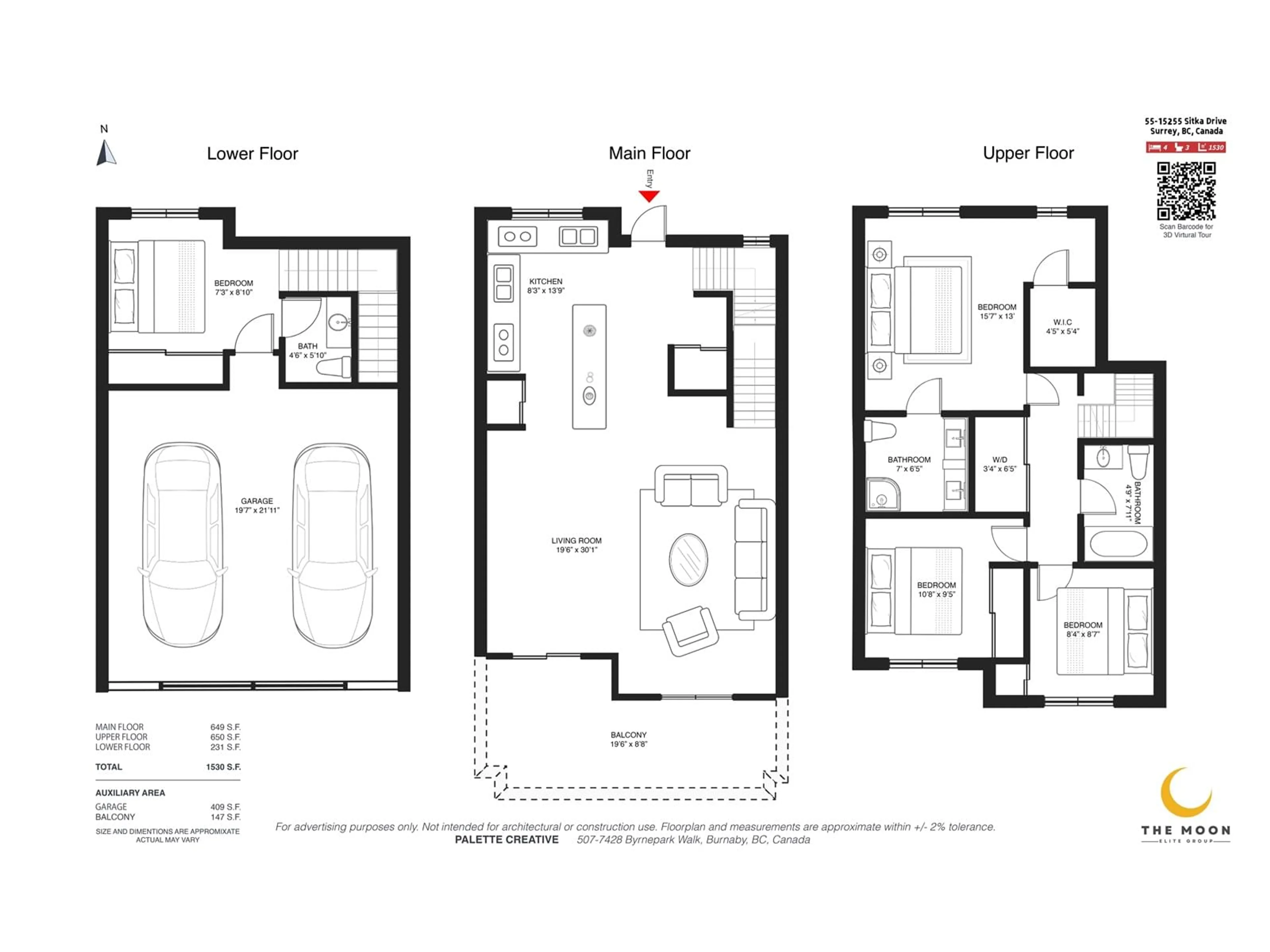 Floor plan for 55 15255 SITKA DRIVE, Surrey British Columbia V3S0B1