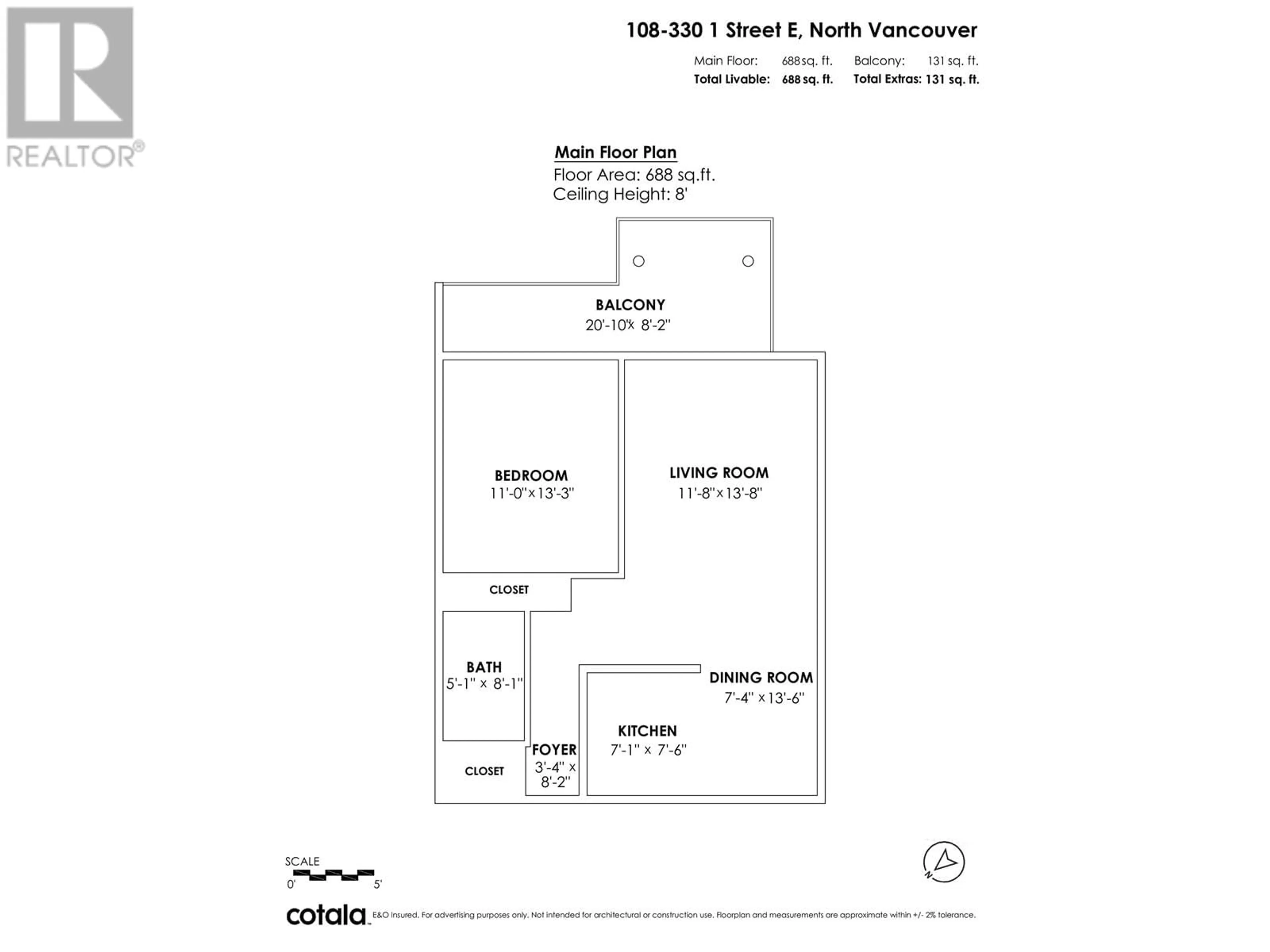 Floor plan for 108 330 E 1ST STREET, North Vancouver British Columbia V7L1B5