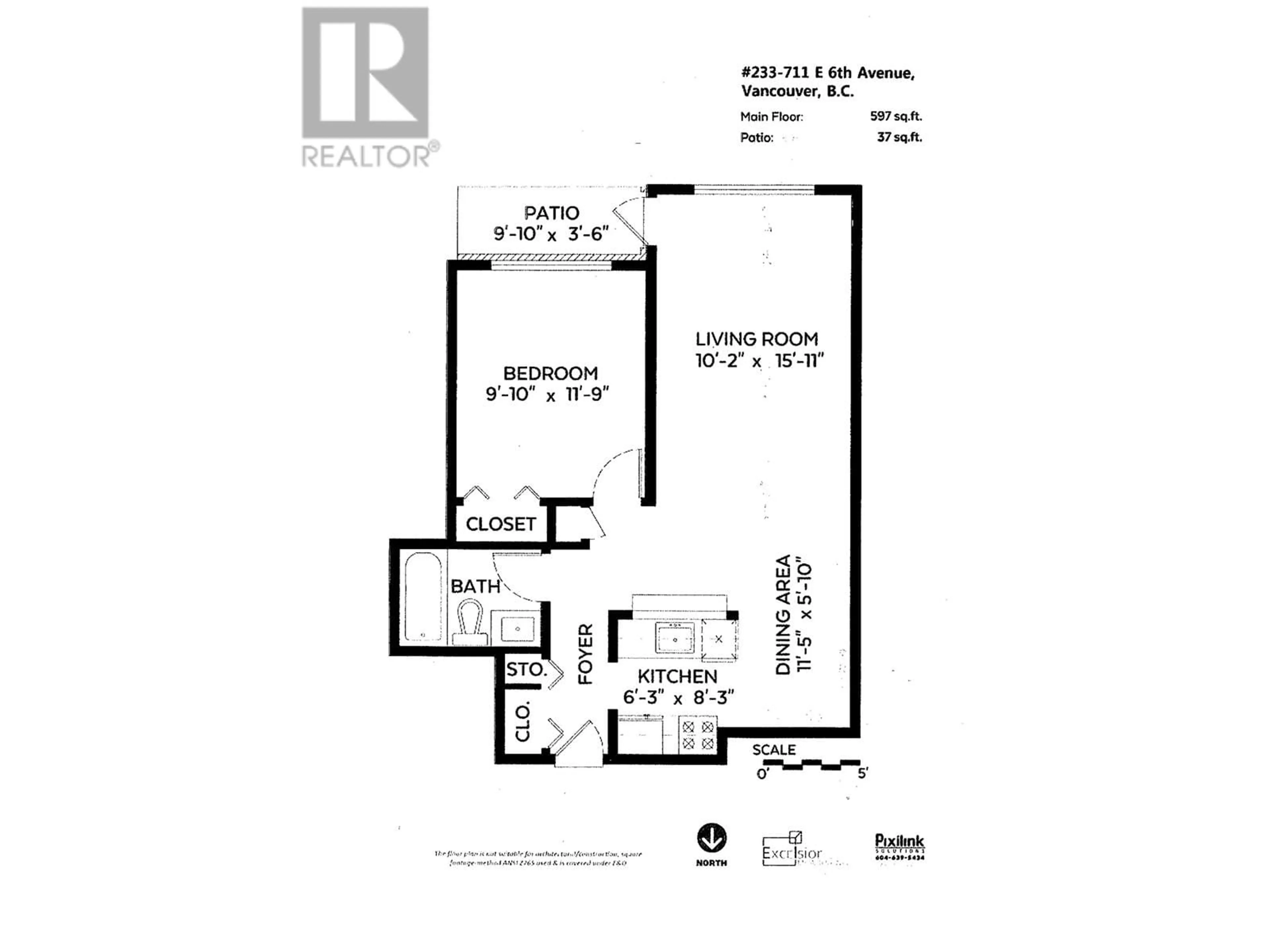 Floor plan for 233 711 E 6 AVENUE, Vancouver British Columbia V5T1L7