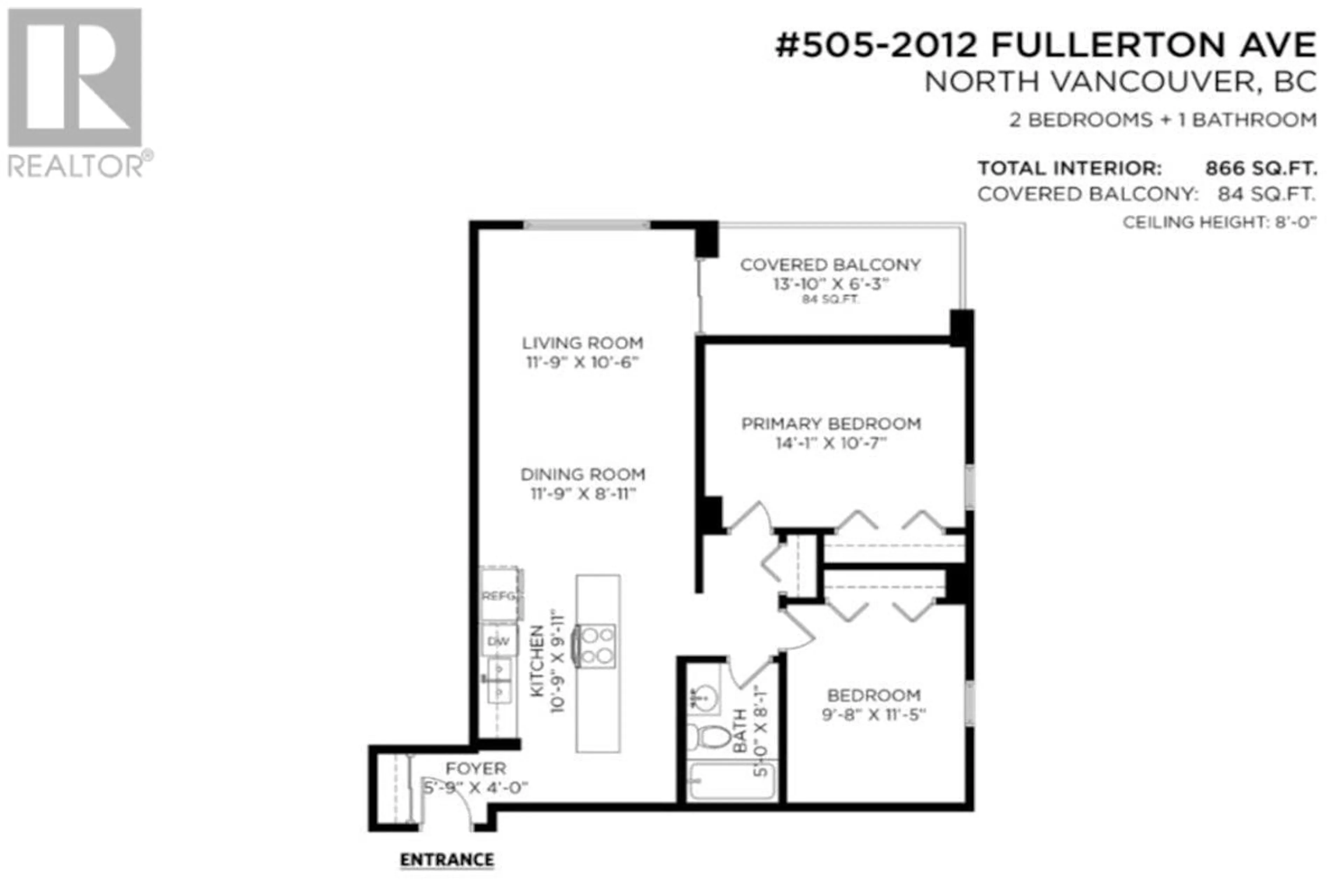 Floor plan for 505 - 2012 FULLERTON AVENUE, North Vancouver British Columbia V7P3E3