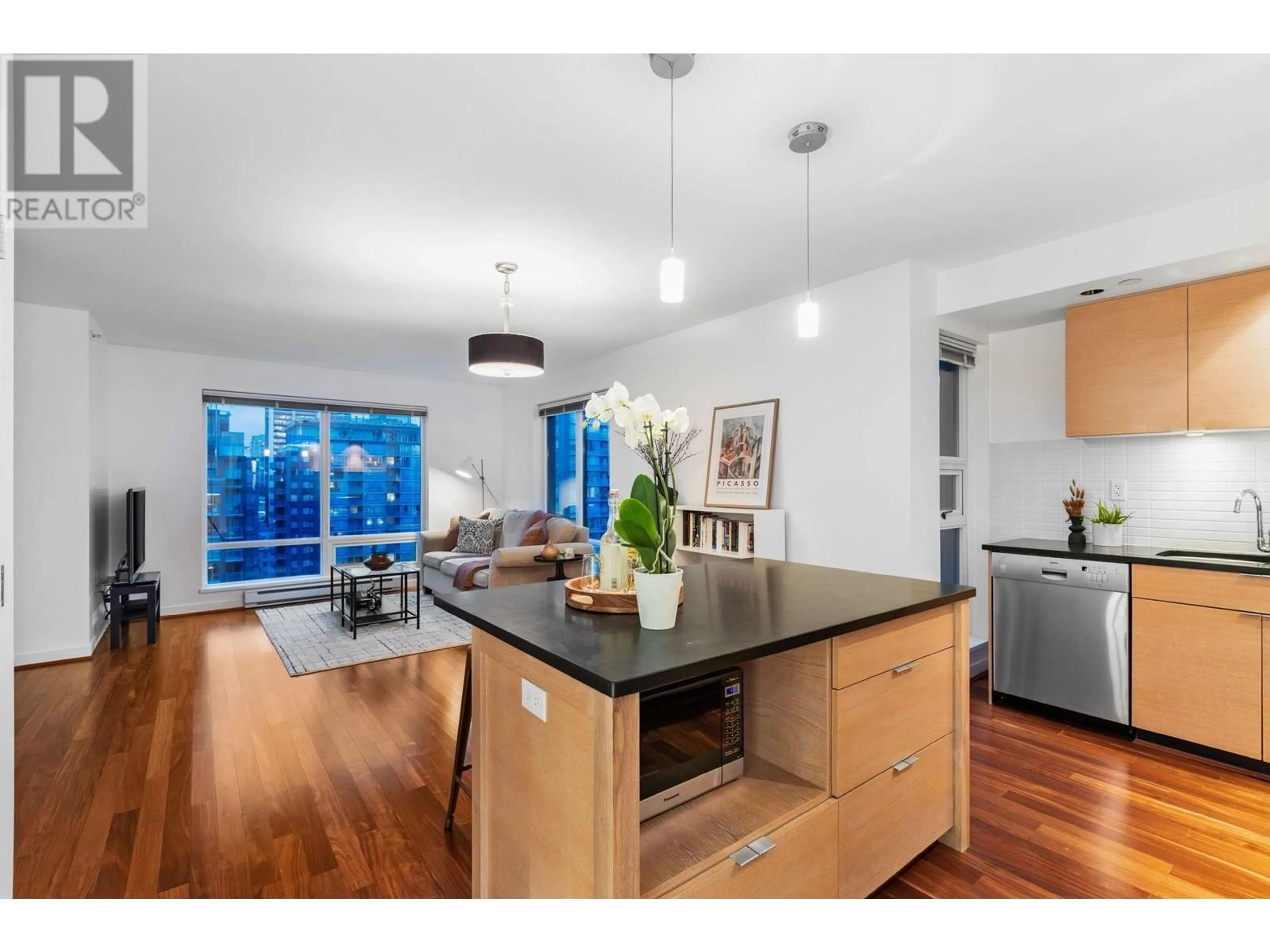 Open concept kitchen, wood/laminate floor for 1806 1055 HOMER STREET, Vancouver British Columbia V6B1G3