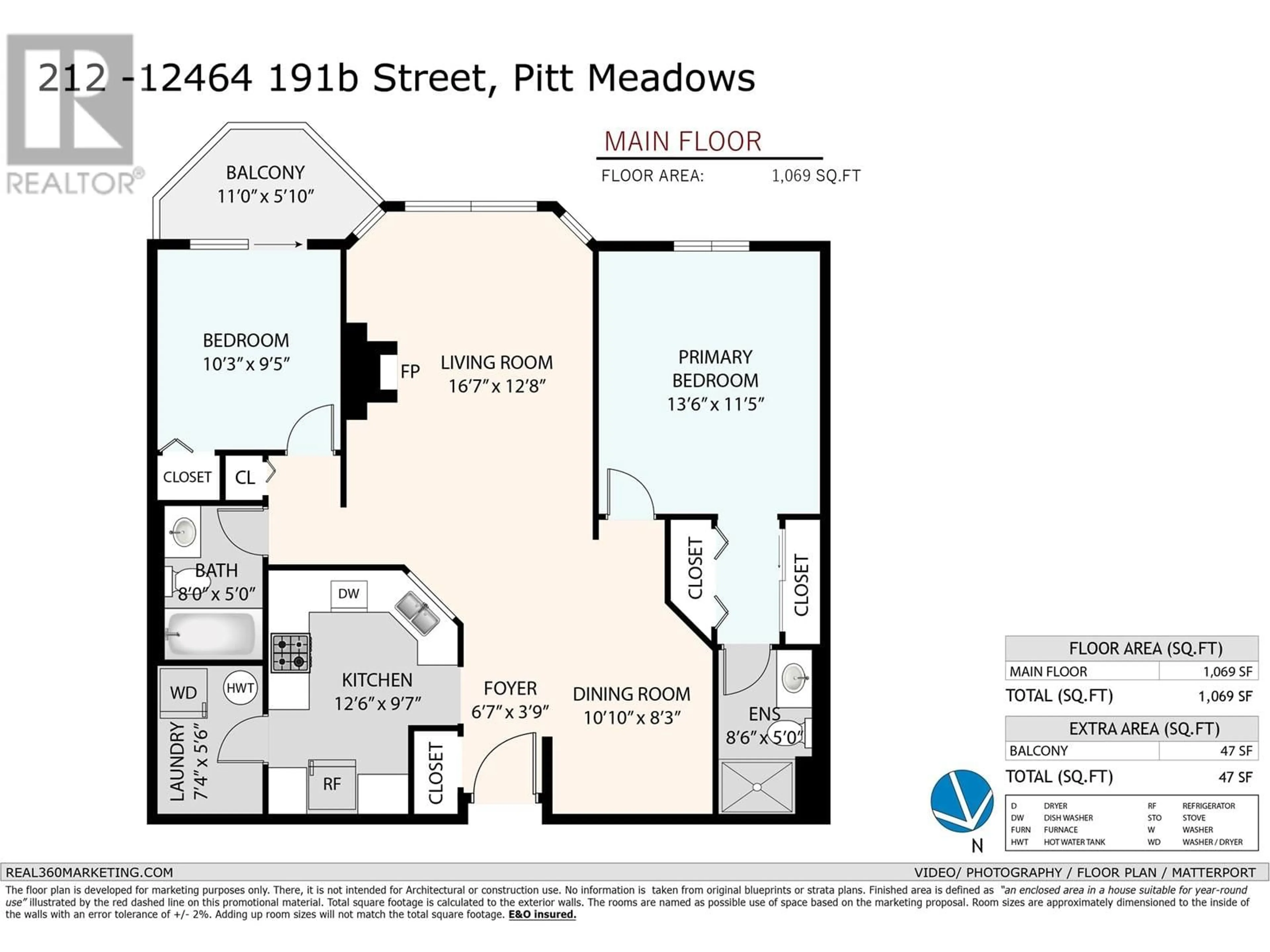 Floor plan for 212 12464 191B STREET, Pitt Meadows British Columbia V3Y2P6