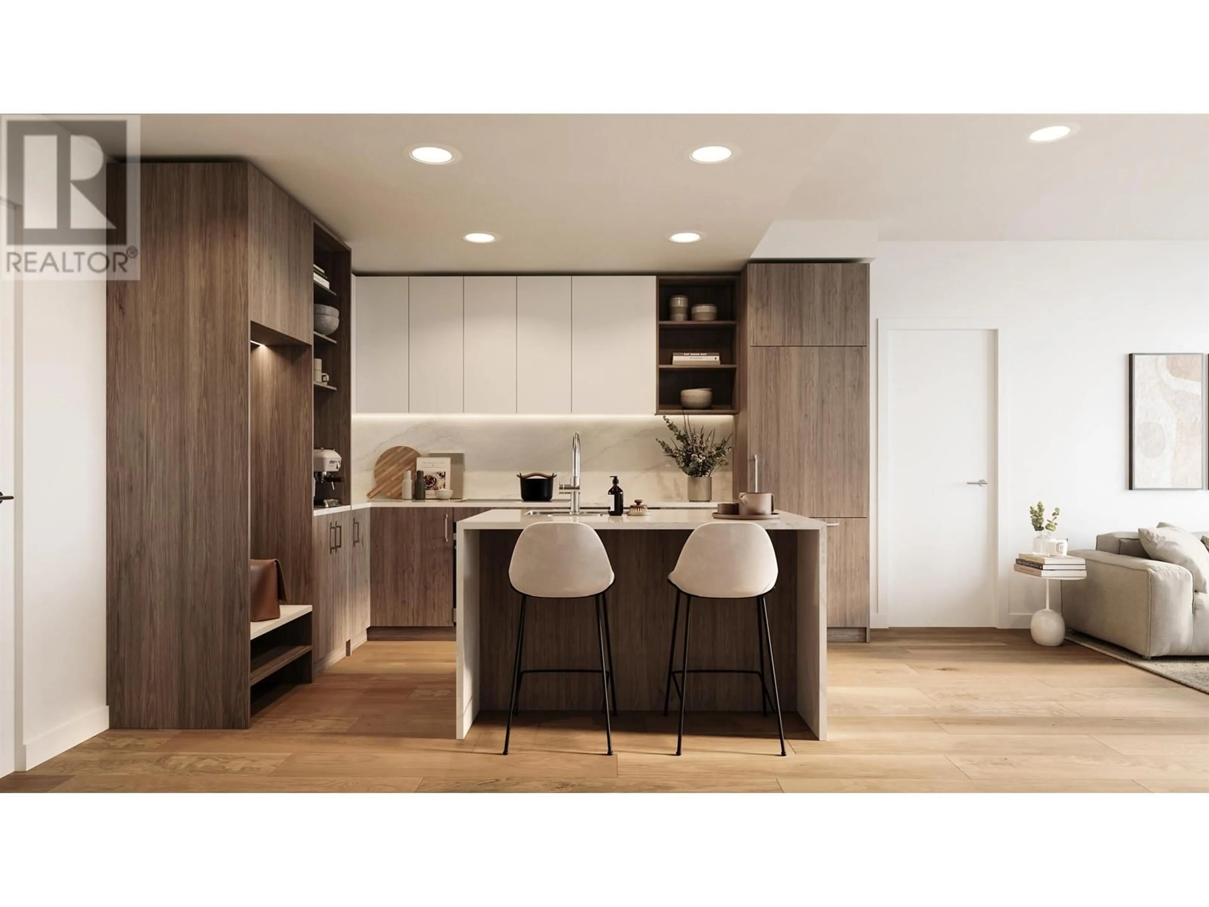 Contemporary kitchen, wood/laminate floor for 519 - 133 49TH AVENUE, Vancouver British Columbia V5Z2S3
