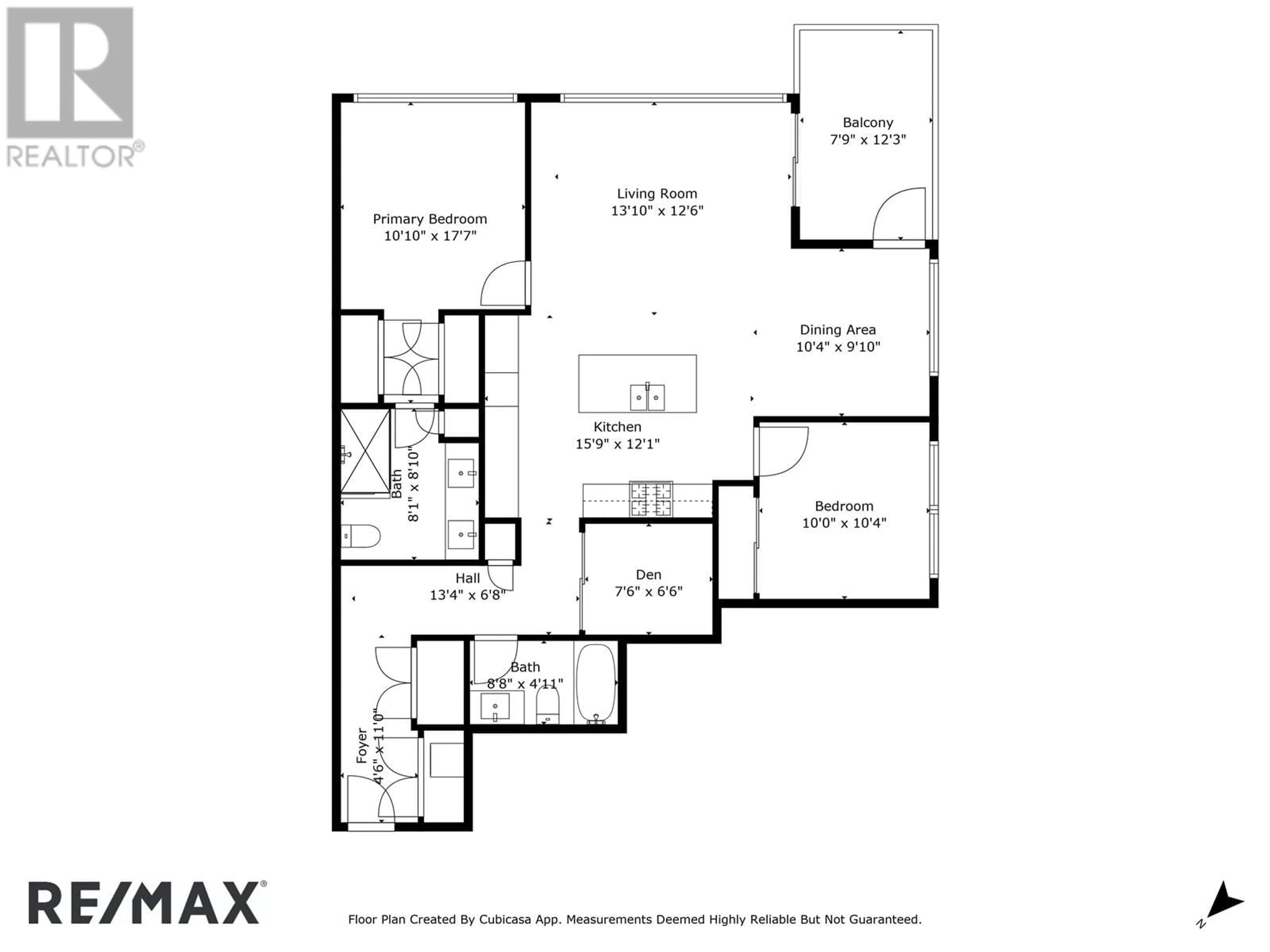 Floor plan for 1307 - 660 QUAYSIDE DRIVE, New Westminster British Columbia V3M0P1