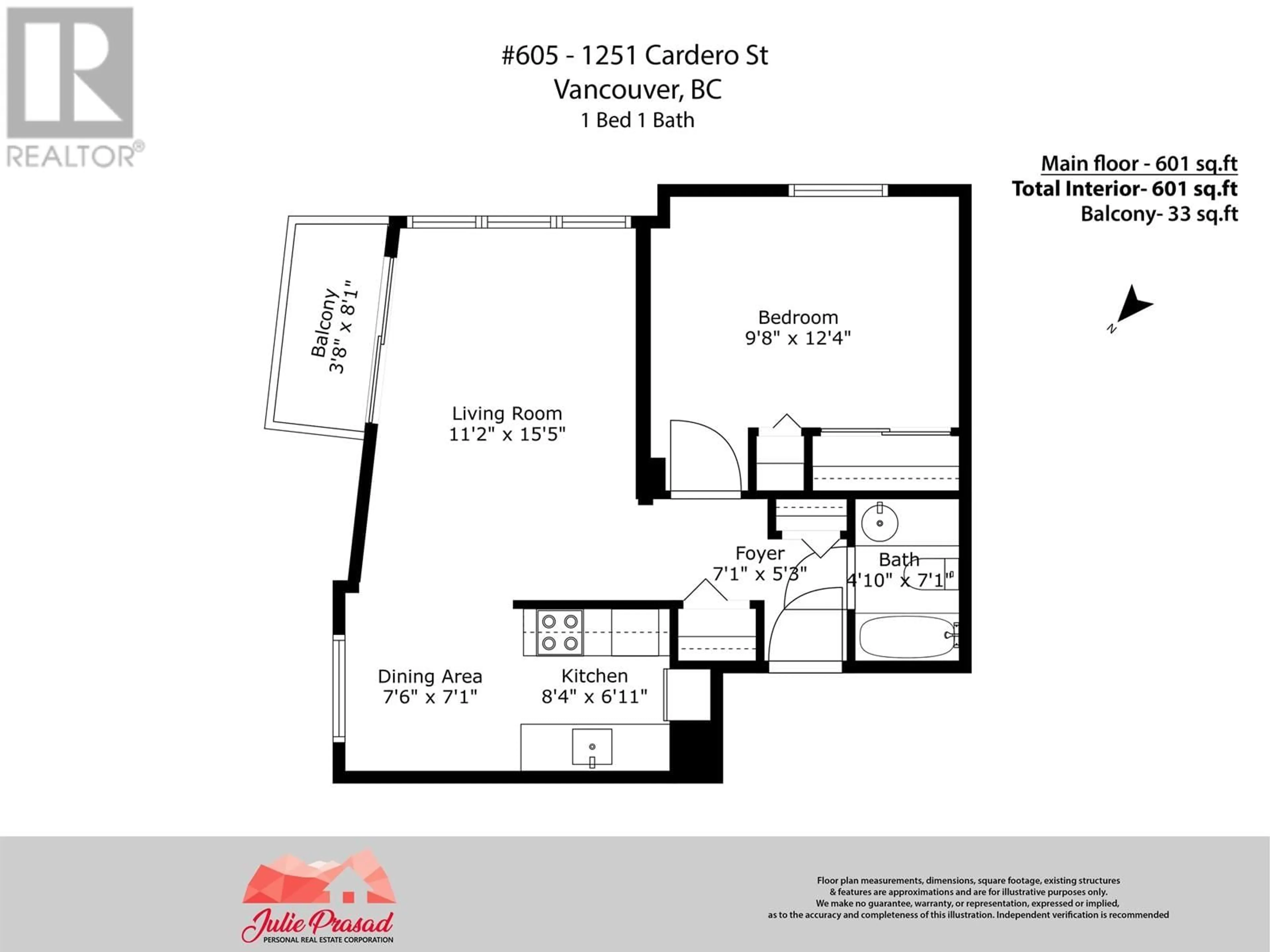 Floor plan for 605 - 1251 CARDERO STREET, Vancouver British Columbia V6G2H9