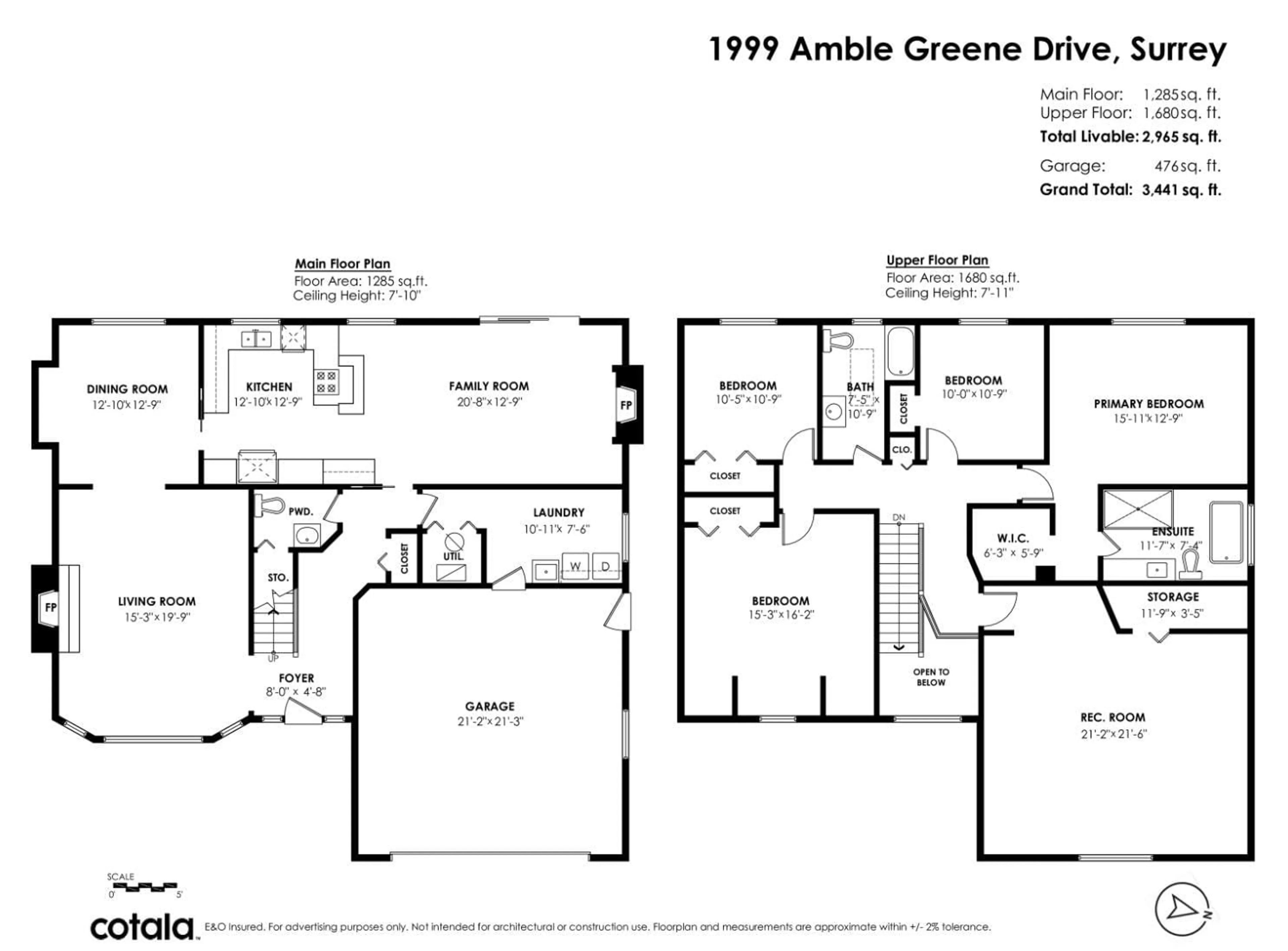 Floor plan for 1999 AMBLE GREENE DRIVE, Surrey British Columbia V4A7J1