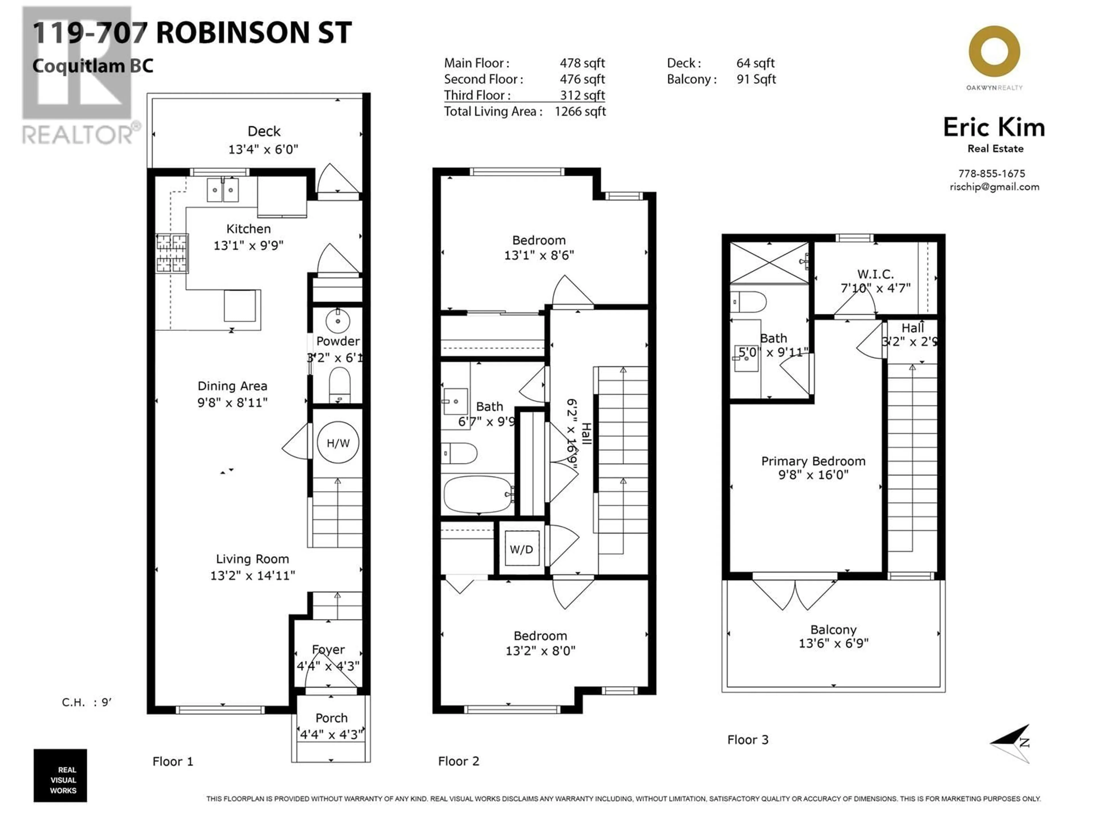 Floor plan for 119 707 ROBINSON STREET, Coquitlam British Columbia V3J0M9