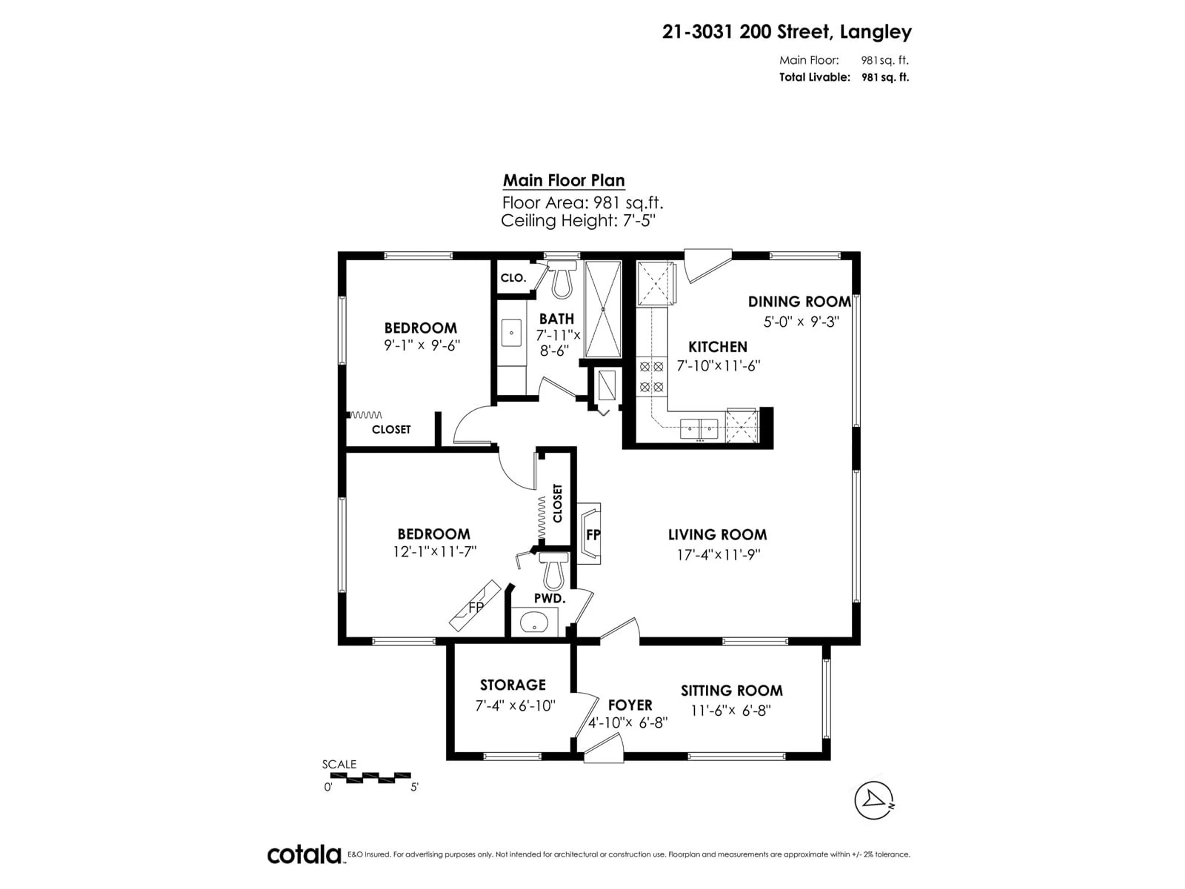 Floor plan for 21 - 3031 200, Langley British Columbia V2Z1N5