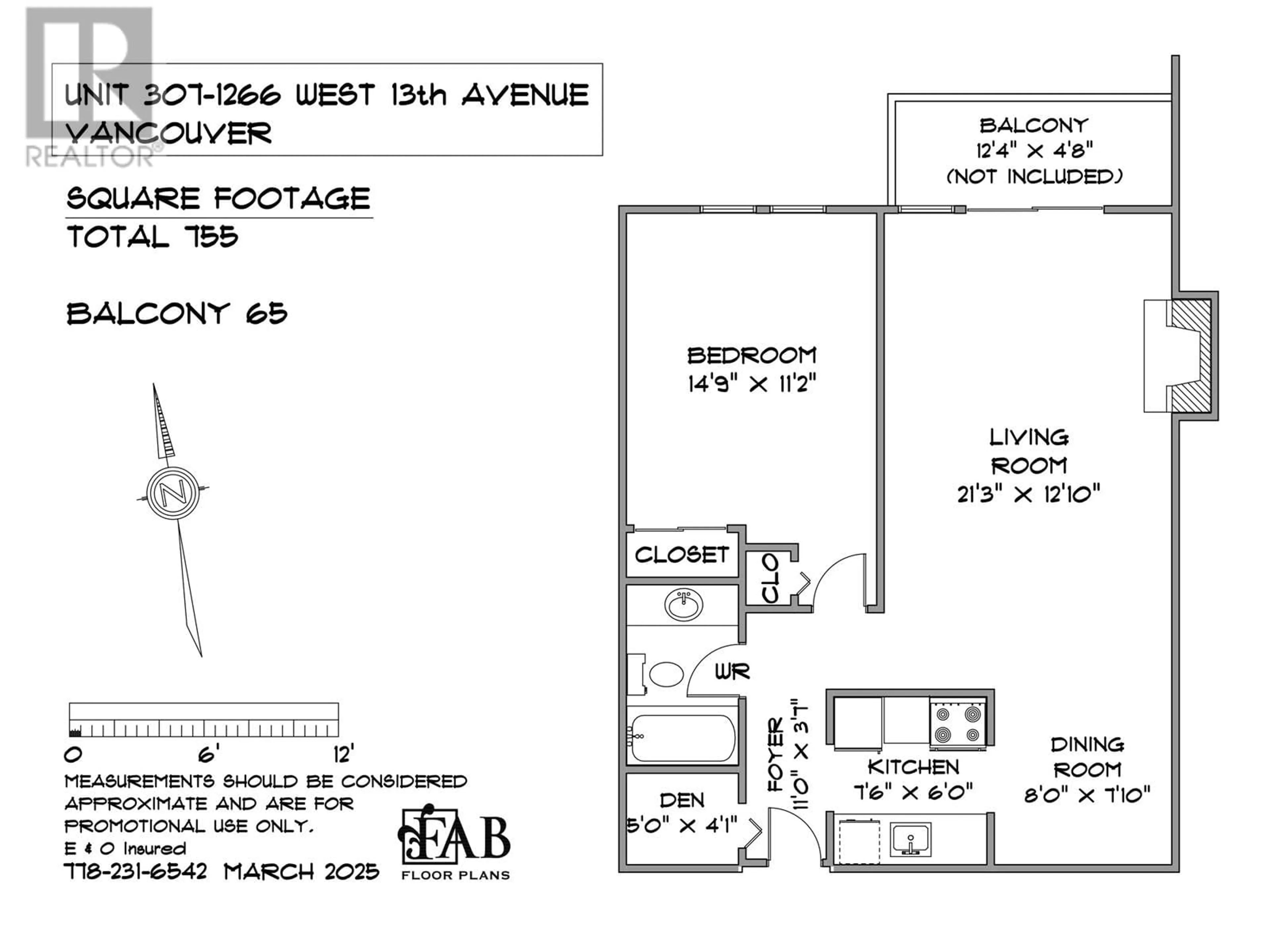 Floor plan for 307 - 1266 13TH AVENUE, Vancouver British Columbia V6H1N6