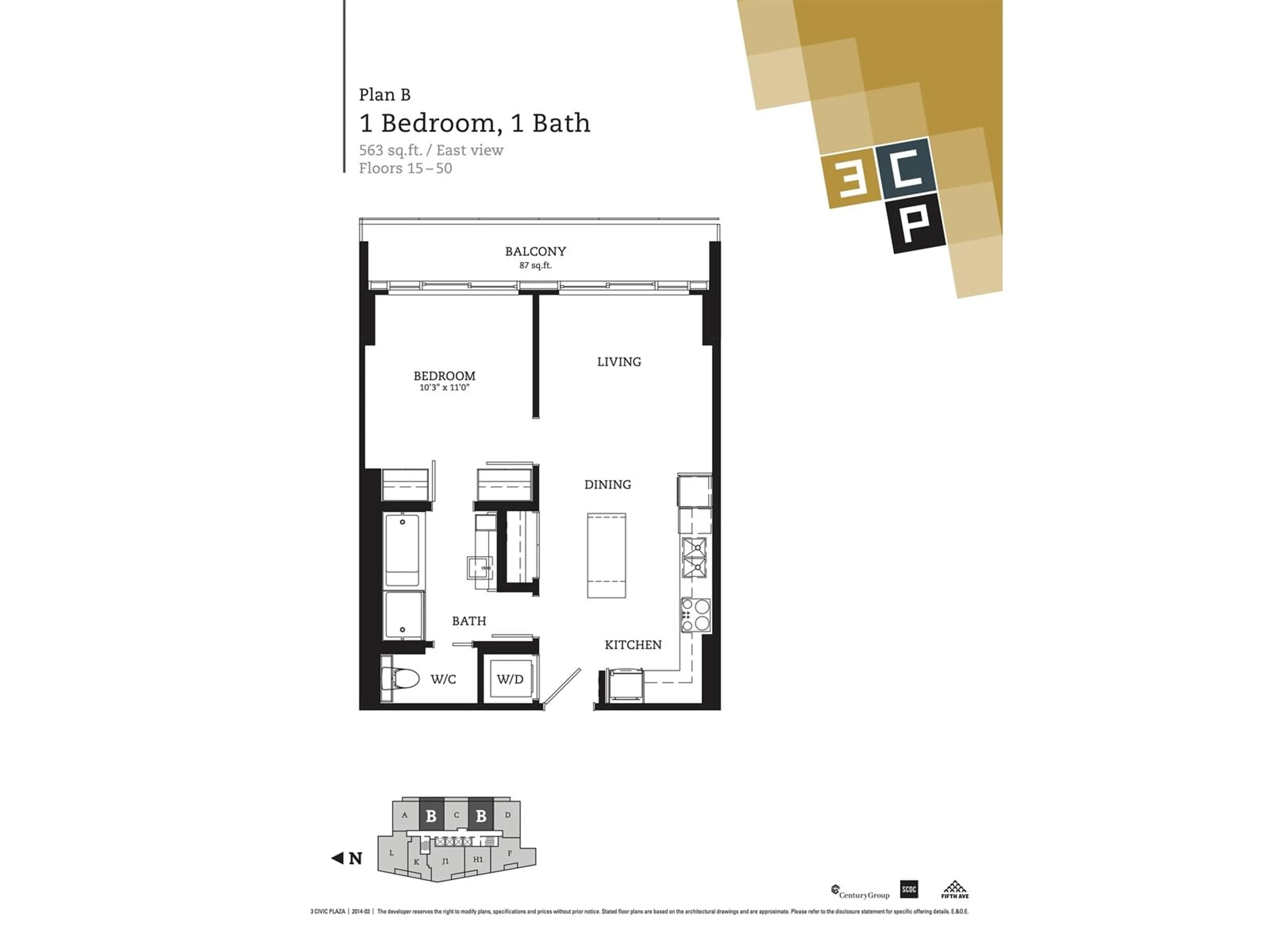 Floor plan for 1802 13495 CENTRAL AVENUE, Surrey British Columbia V3T0K2